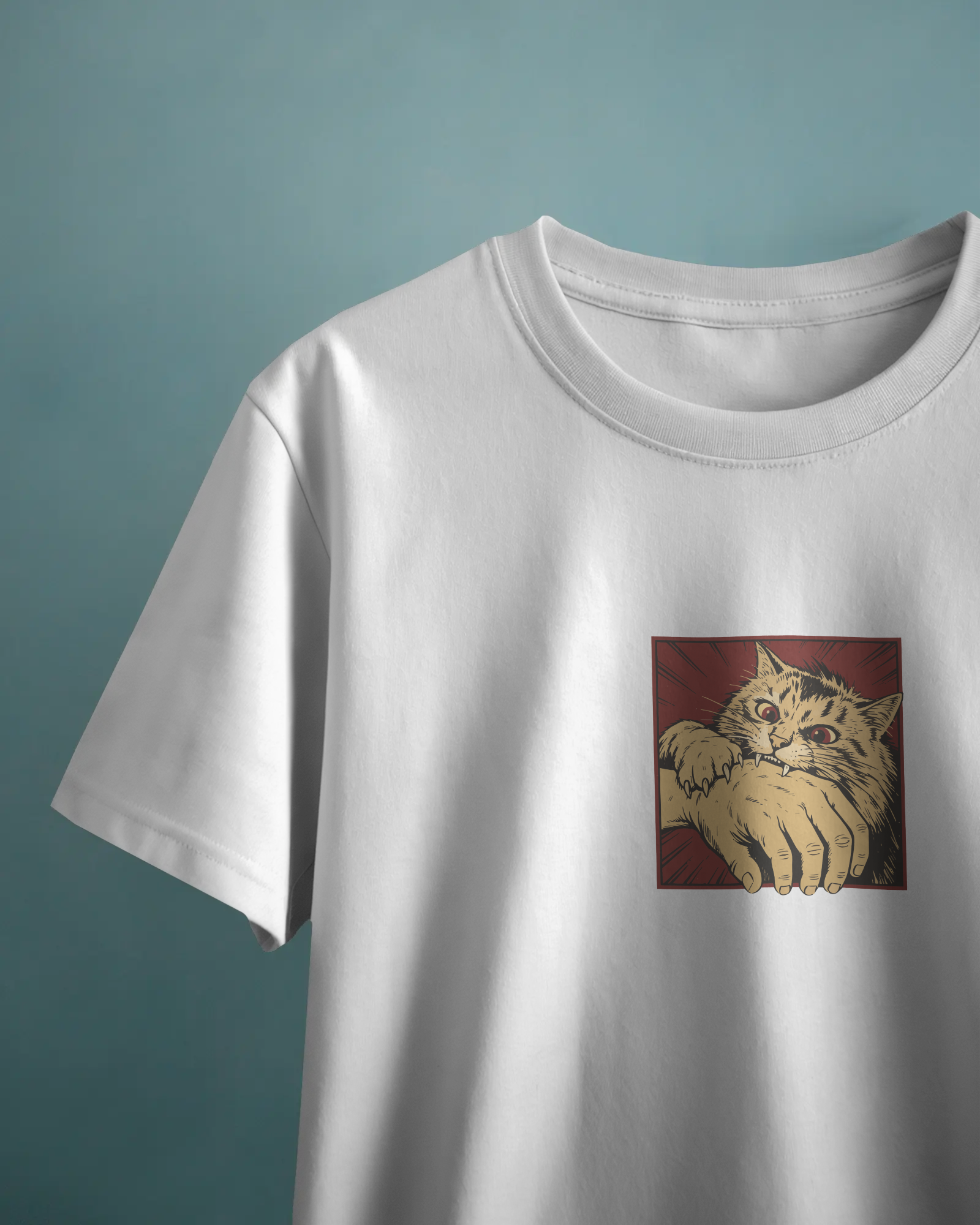 Cat Bite Unisex Beyaz Tişört