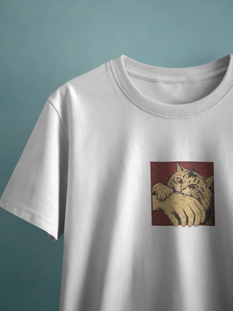 Cat Bite Unisex Beyaz Tişört