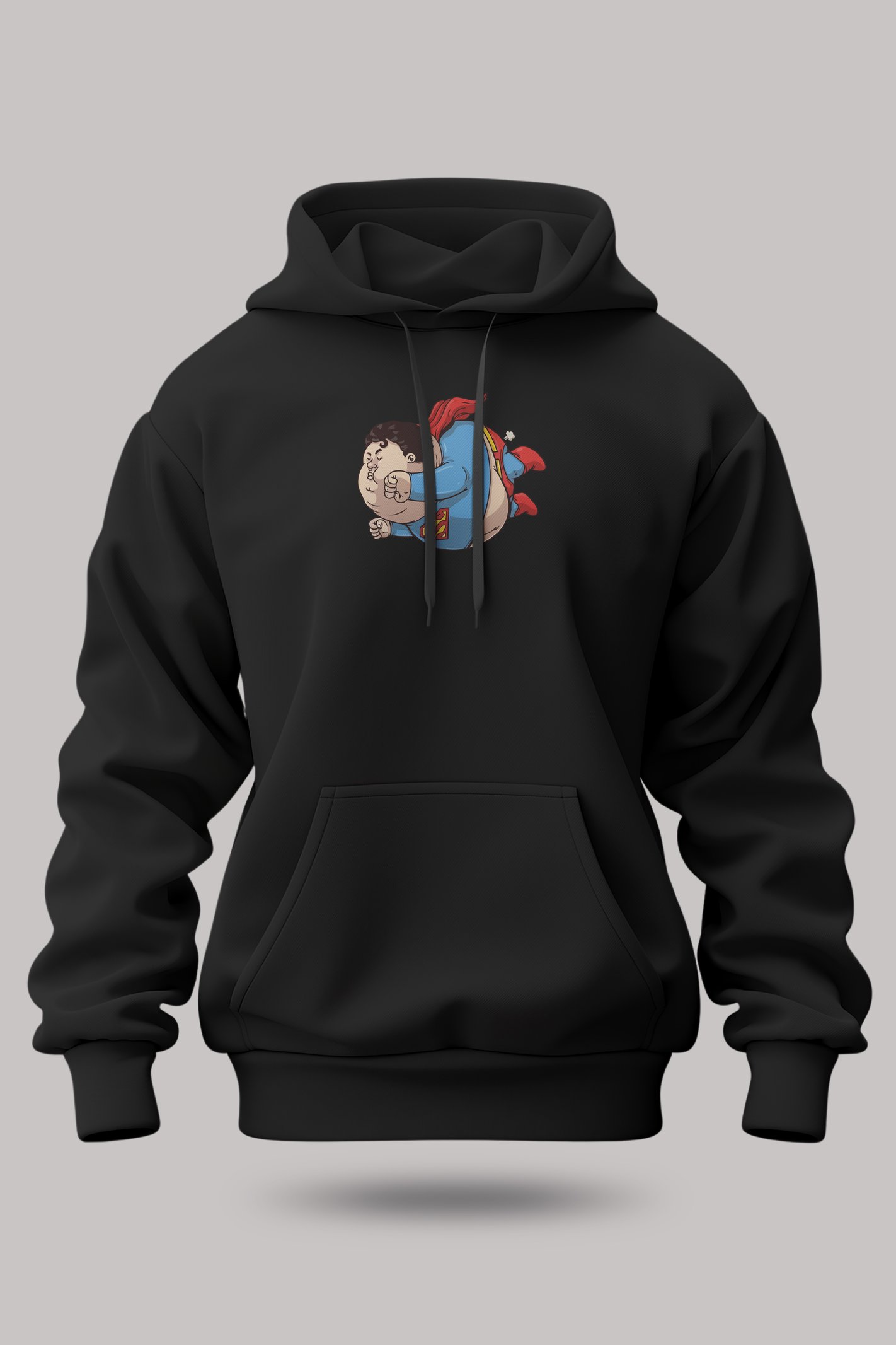 Superman Chubby Unisex Siyah Kapüşonlu Sweatshirt