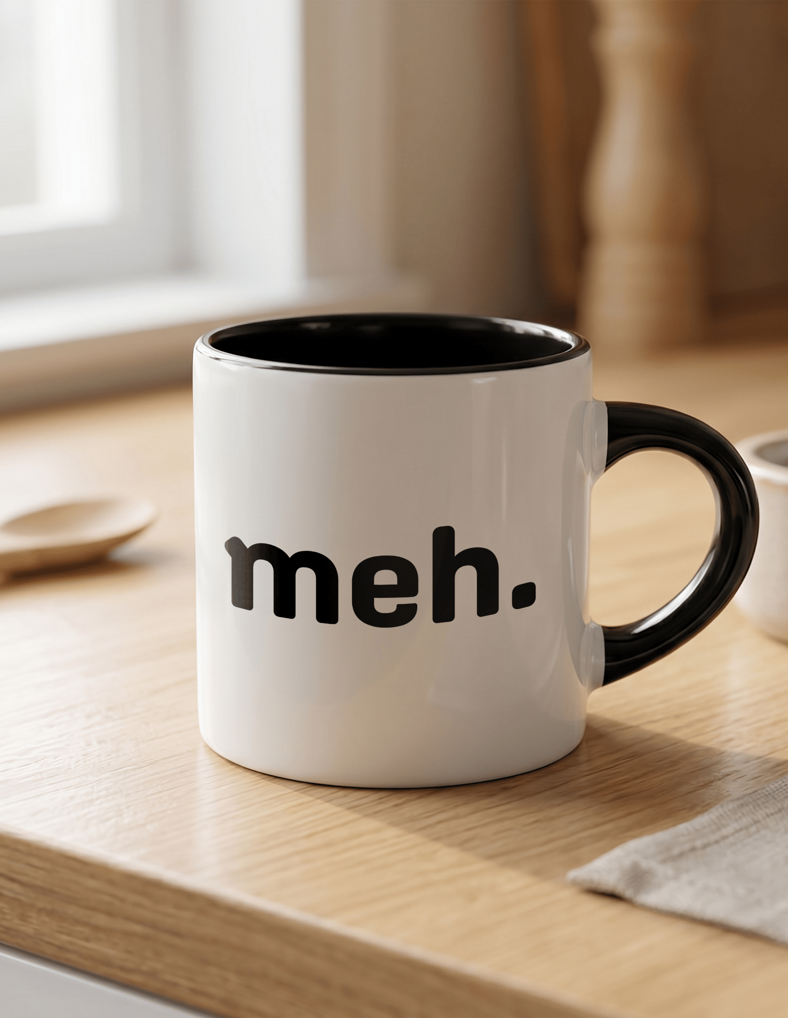 Meh 180 ml Beyaz Siyah Kahve Kupası