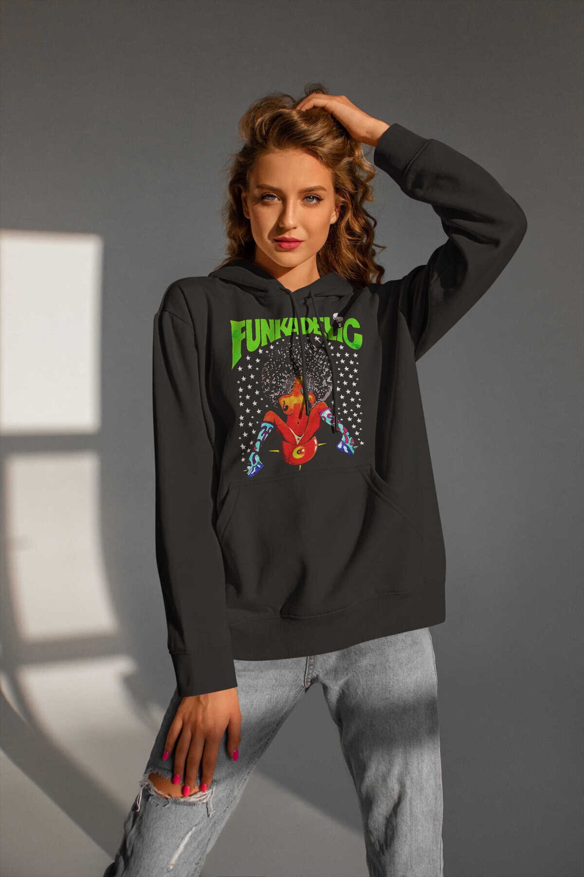 Funkadelic Dijital Baskı Kapüşonlu Unisex Sweatshirt