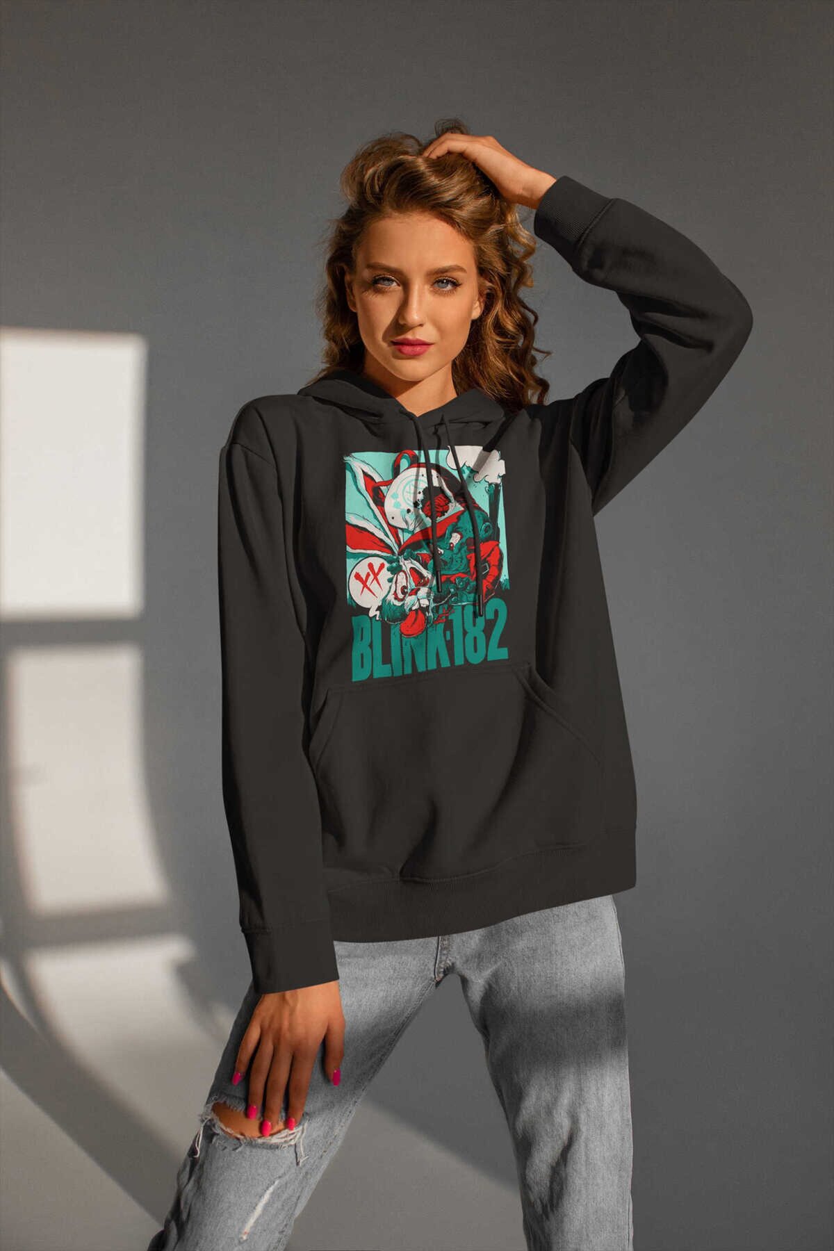Blink 182 Kafatası Kapüşonlu Sweatshirt