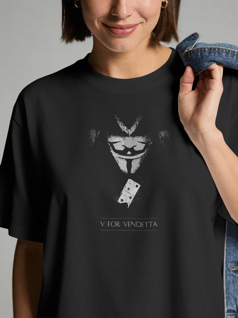 V For Vendetta Siyah Unisex Tişört