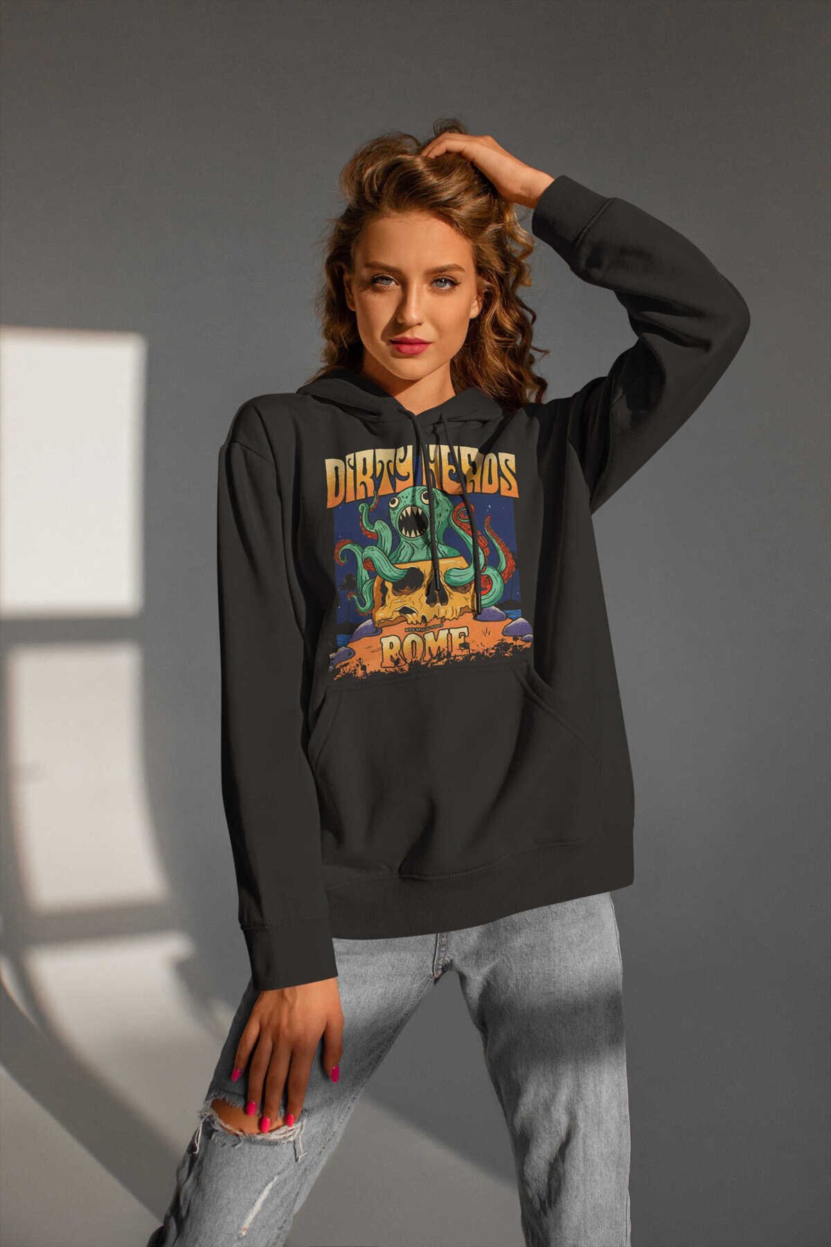 Dirty Heads Kafatası Kapüşonlu Sweatshirt