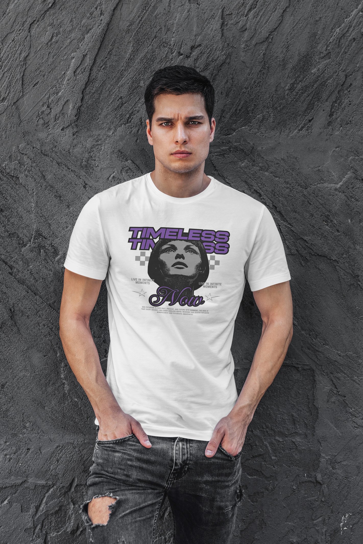 Timeless Dijital Baskı Beyaz Unisex Tişört