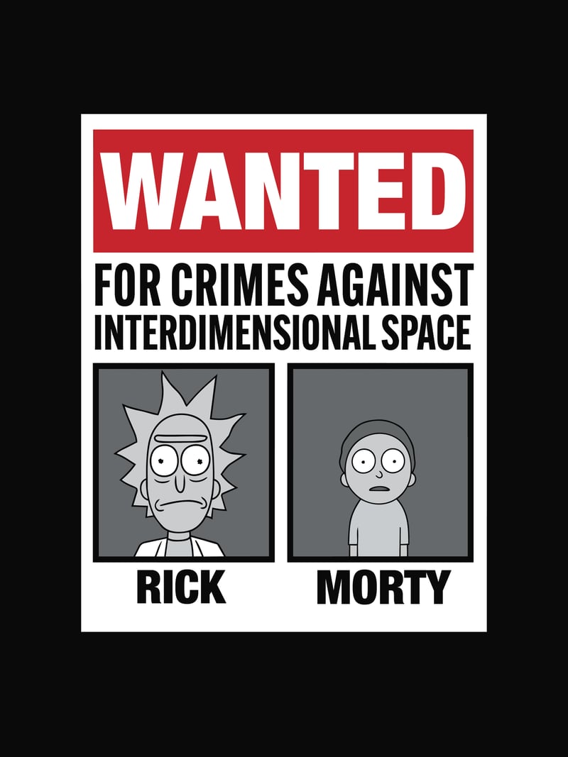 Rick and Morty Wanted baskısının kendisi, ürün üzerinde değil