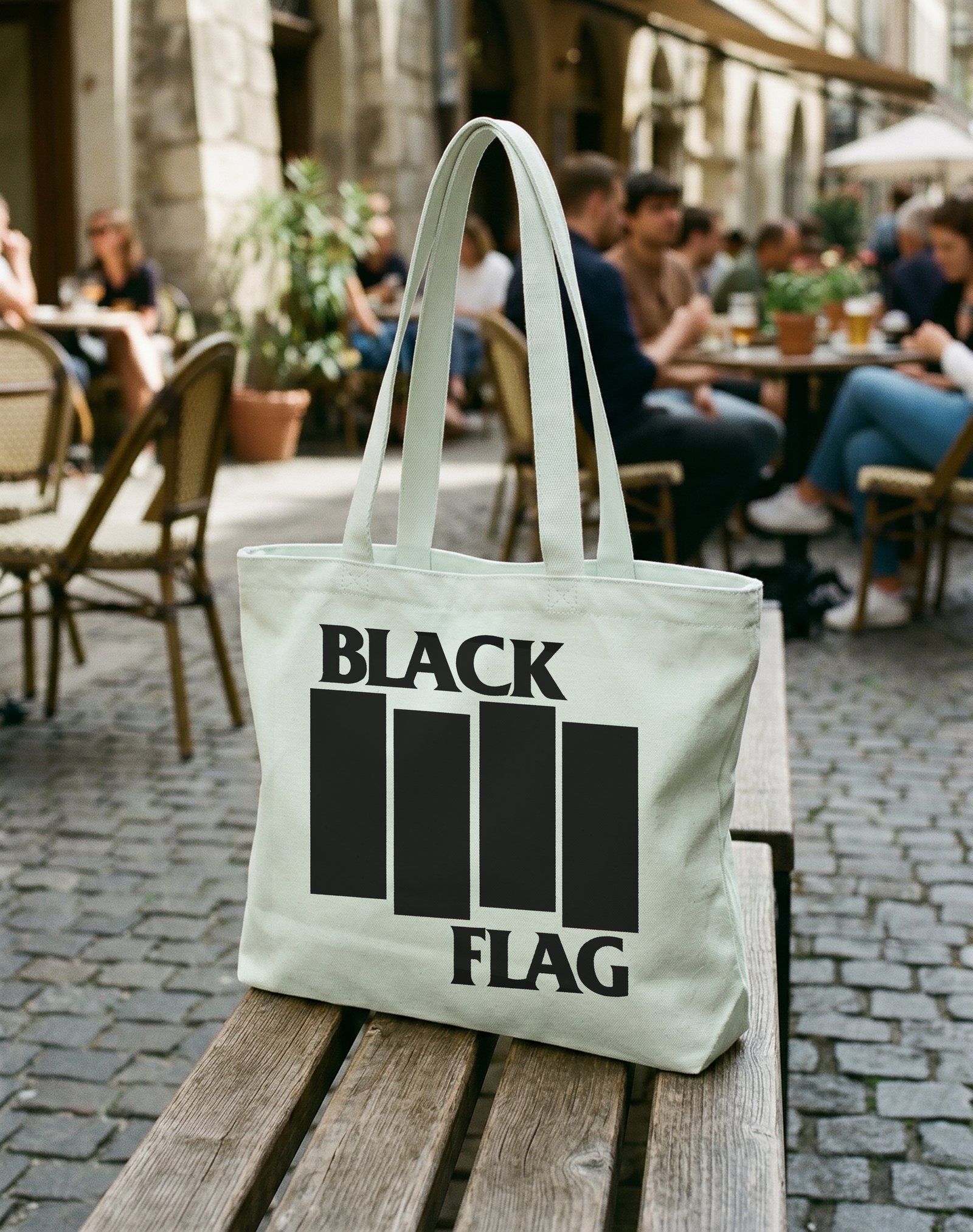 Black Flag Kanvas Astarlı Fermuarlı Omuz Çantası