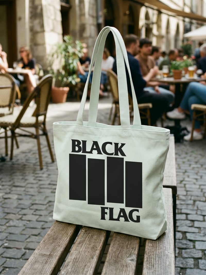 Black Flag Kanvas Astarlı Fermuarlı Omuz Çantası
