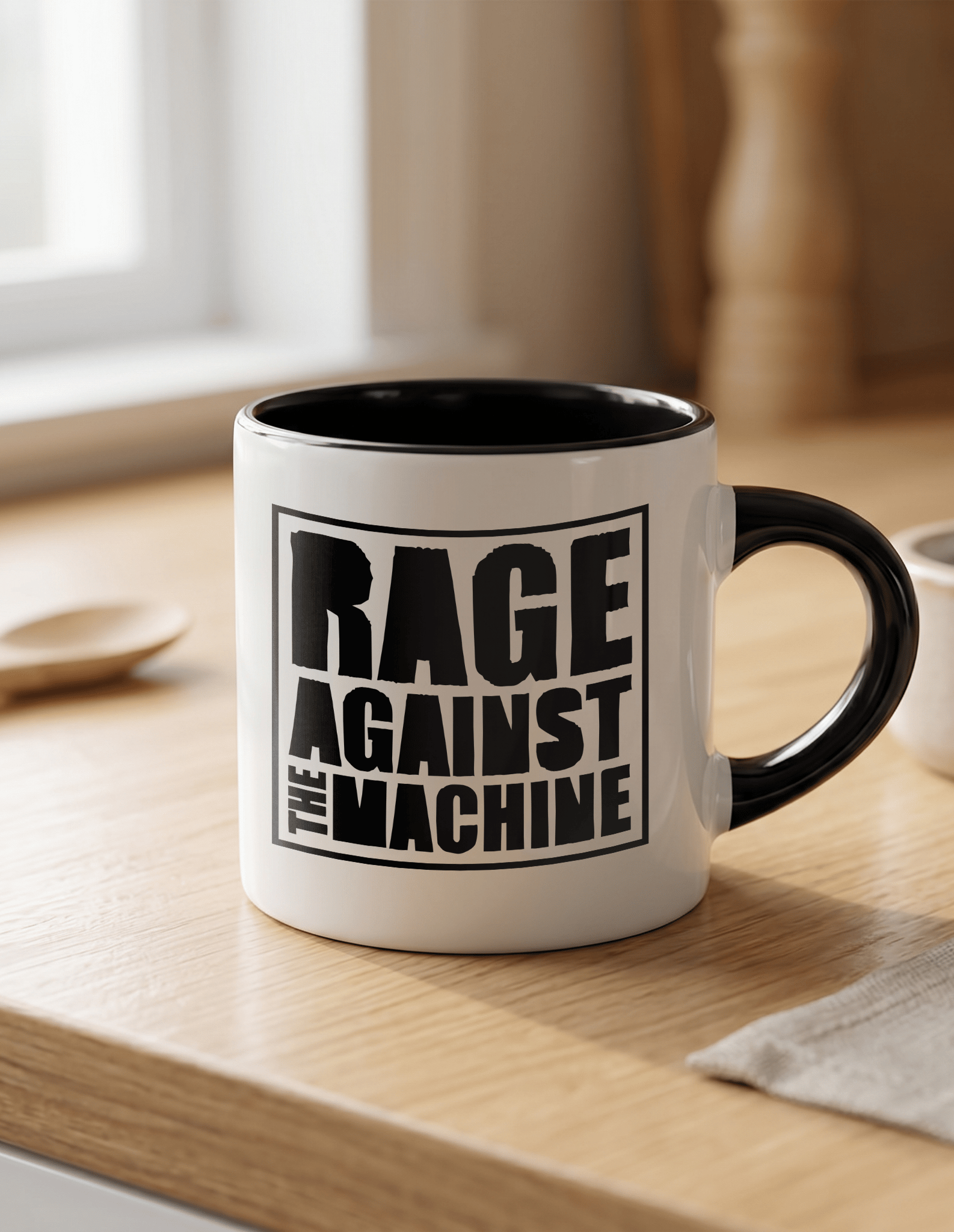 Rage Against the Machine 180 ml Beyaz Siyah Kahve Kupası