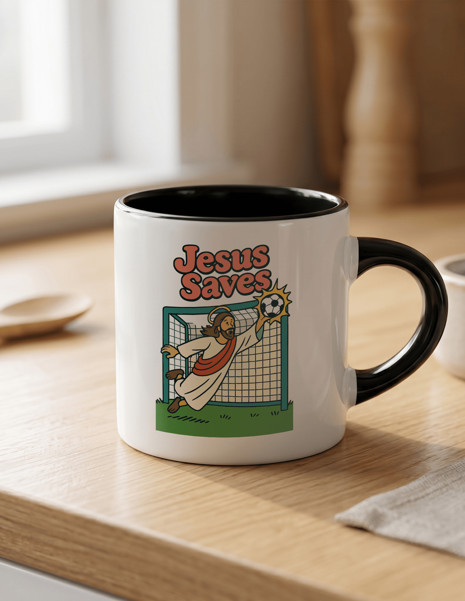 Jesus Saves 180 ml Beyaz Siyah Kahve Kupası