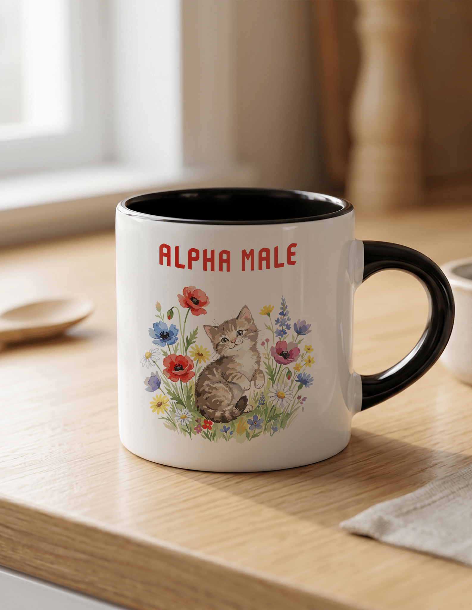 Alpha Male 180 ml Beyaz Siyah Kahve Kupası