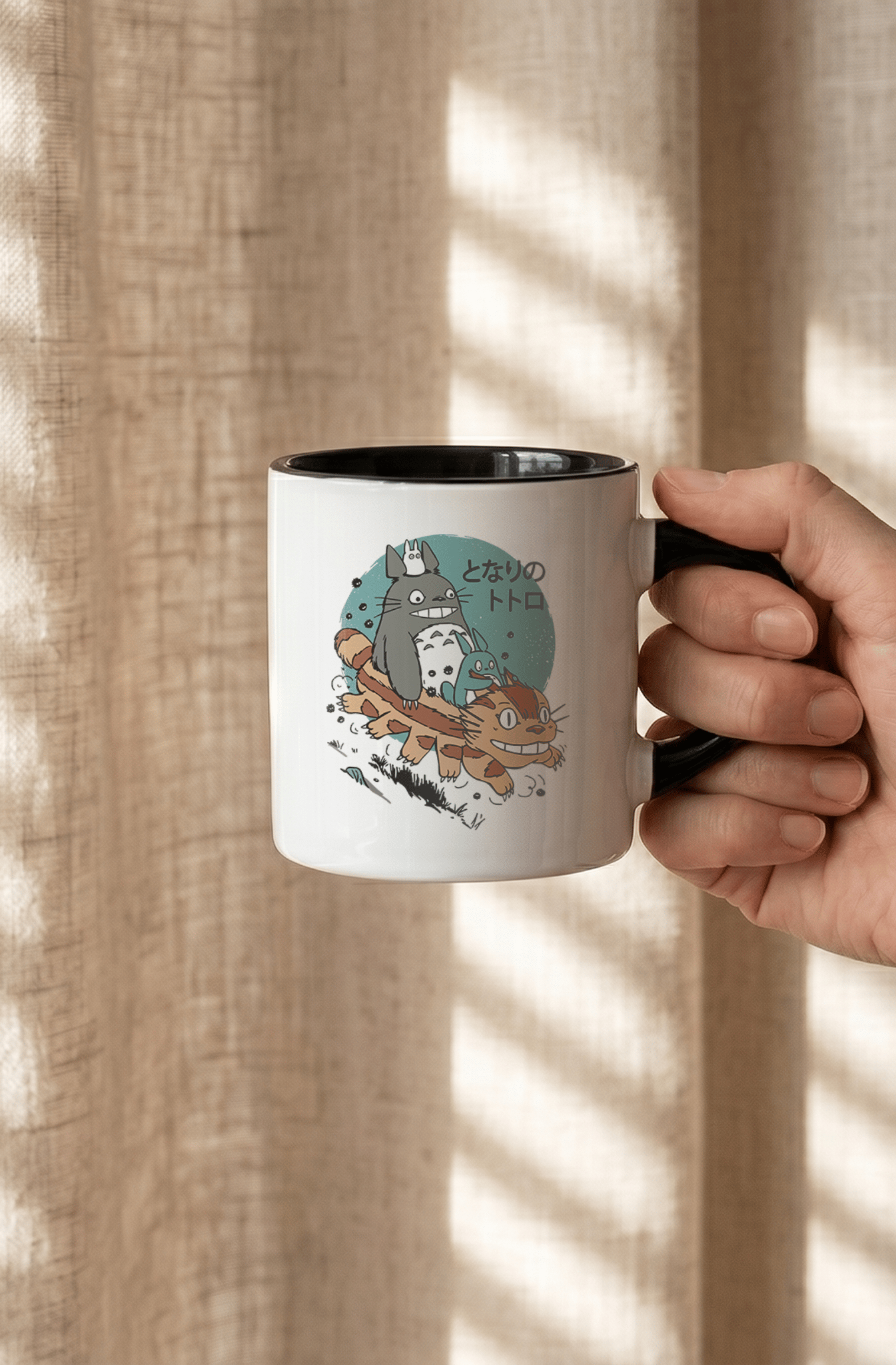 Totoro 180 ml Beyaz Siyah Kahve Kupası