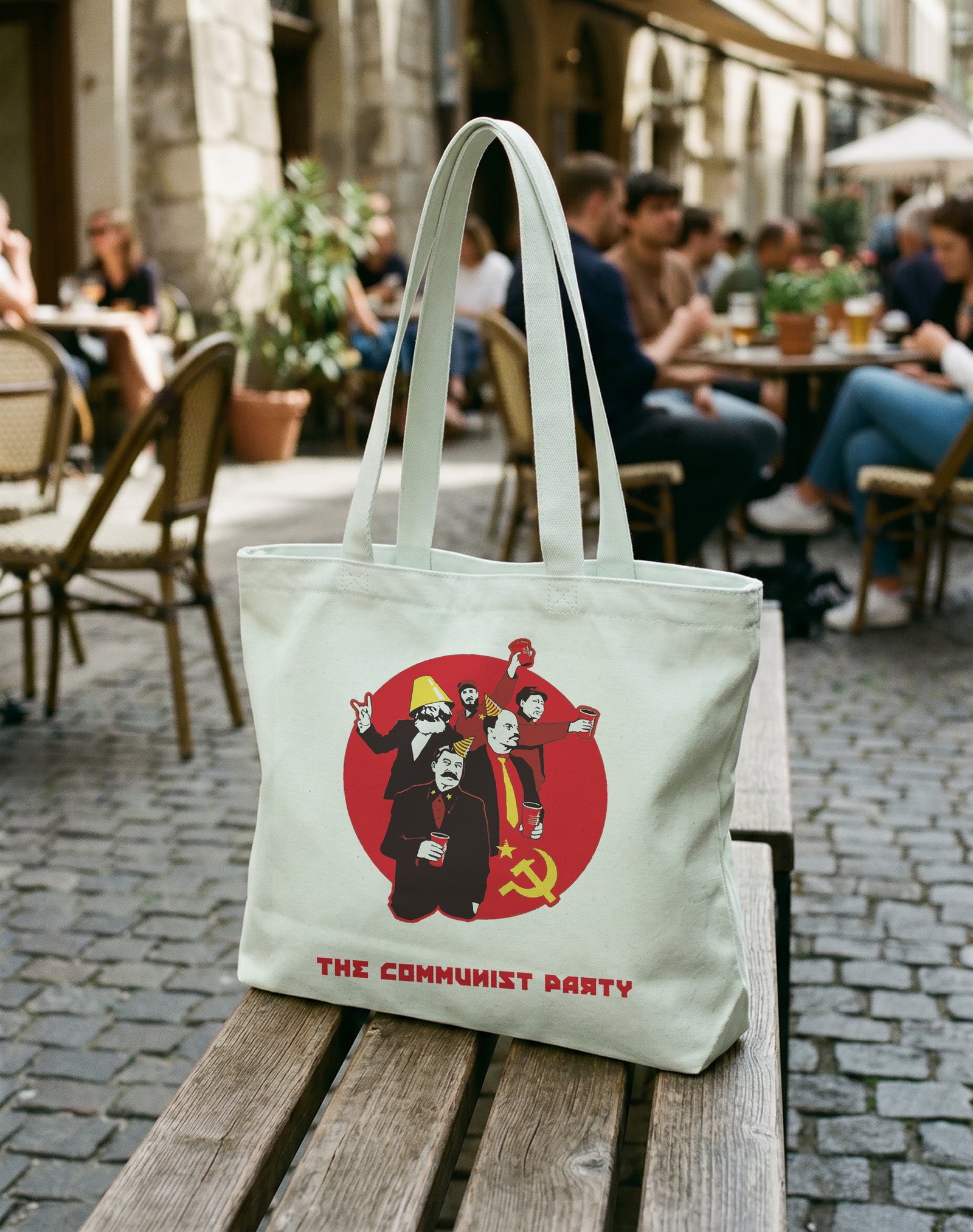 The Communist Party Fermuarlı Astarlı Körüklü Kanvas Çanta 35 x 40 cm