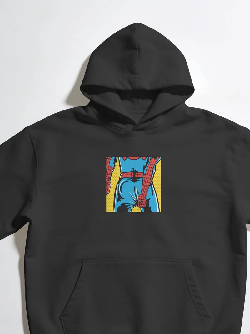 Spiderman Unisex Siyah Kapüşonlu Sweatshirt