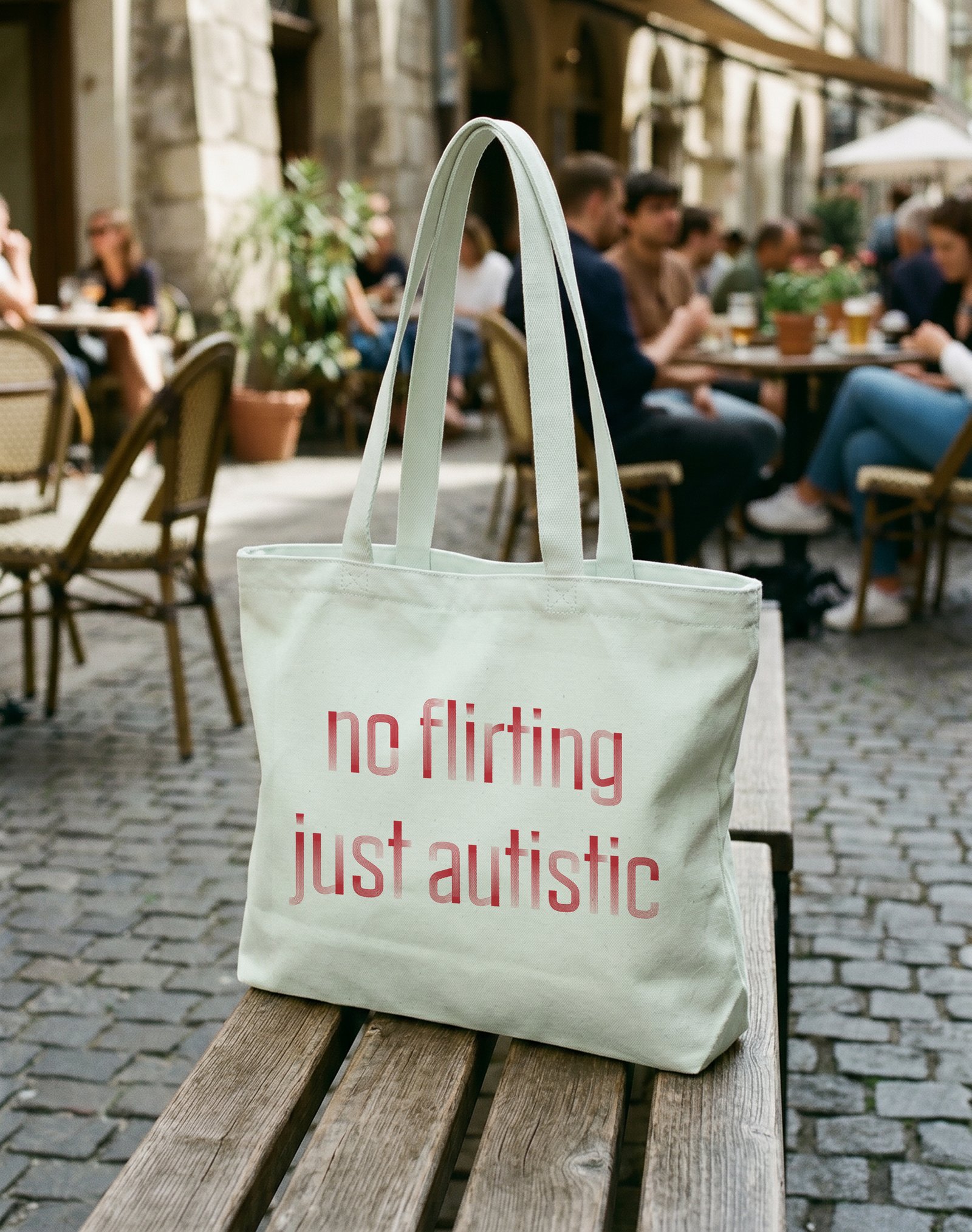 No Flirting Kanvas Astarlı Fermuarlı Omuz Çantası