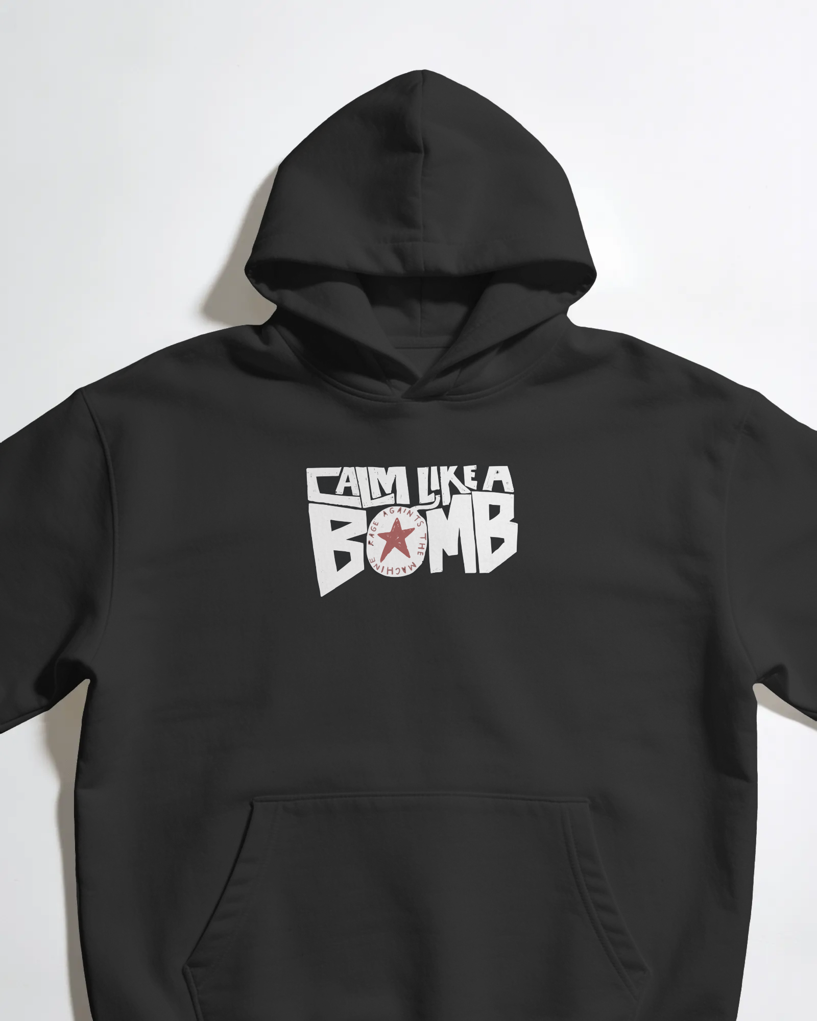 Calm like a Bomb Siyah Kapüşonlu Sweatshirt
