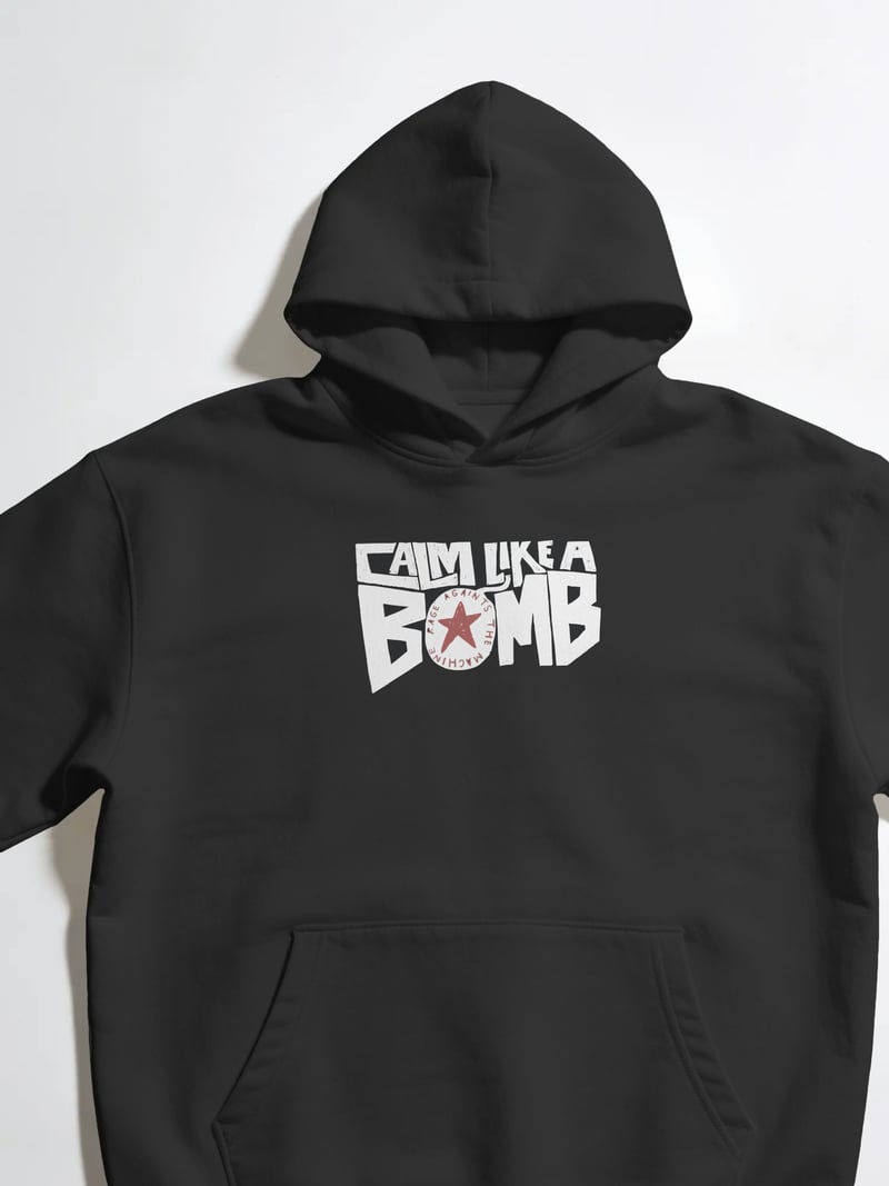 Calm like a Bomb Siyah Kapüşonlu Sweatshirt