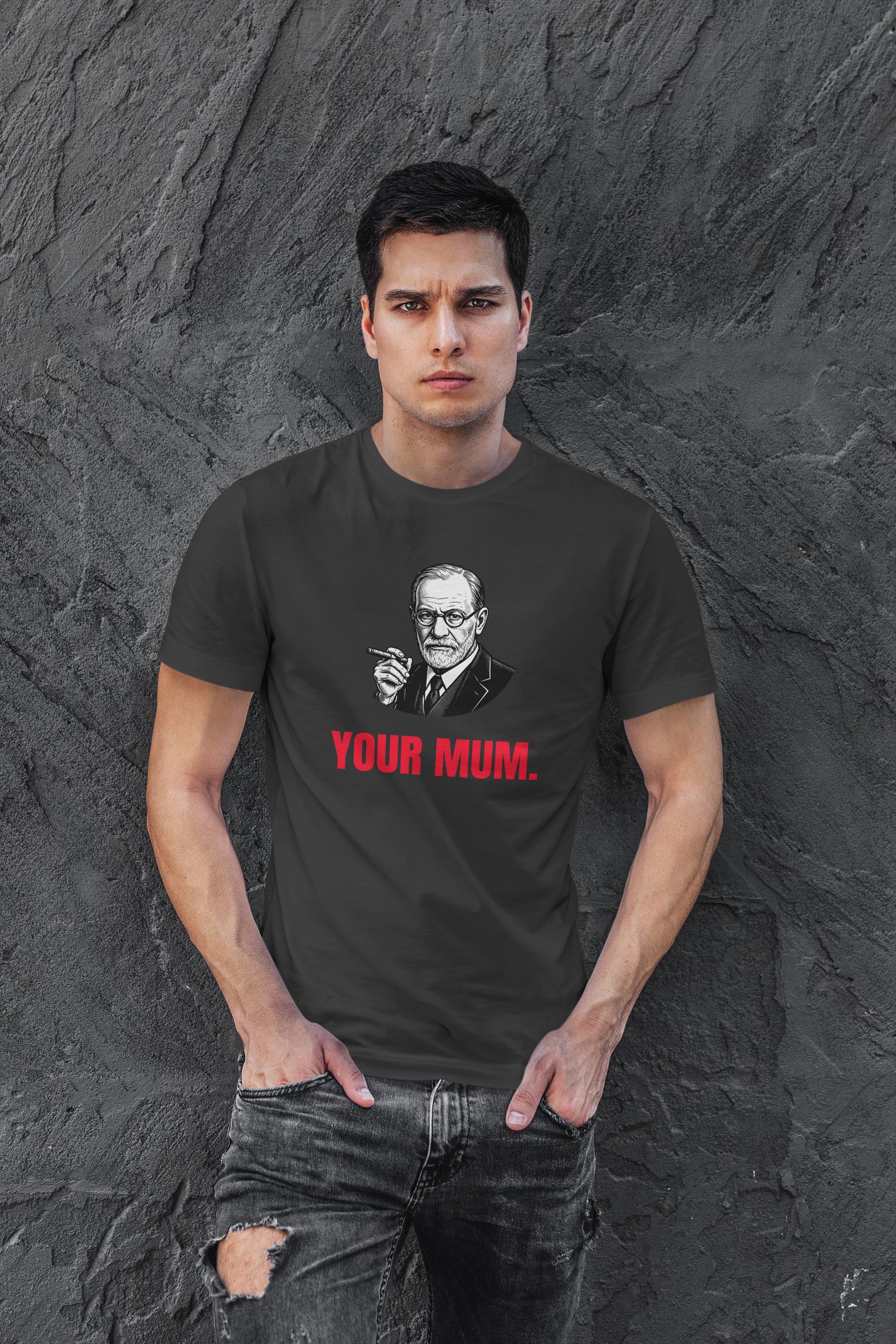 Freud Your Mum Dijital Baskı Siyah Tişört