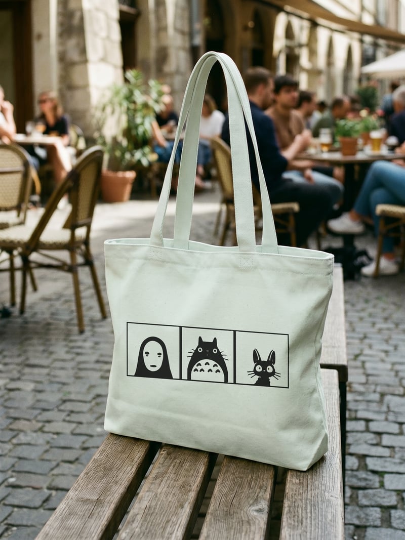 Ghibli Fermuarlı Astarlı Körüklü Kanvas Çanta 35 x 40 cm