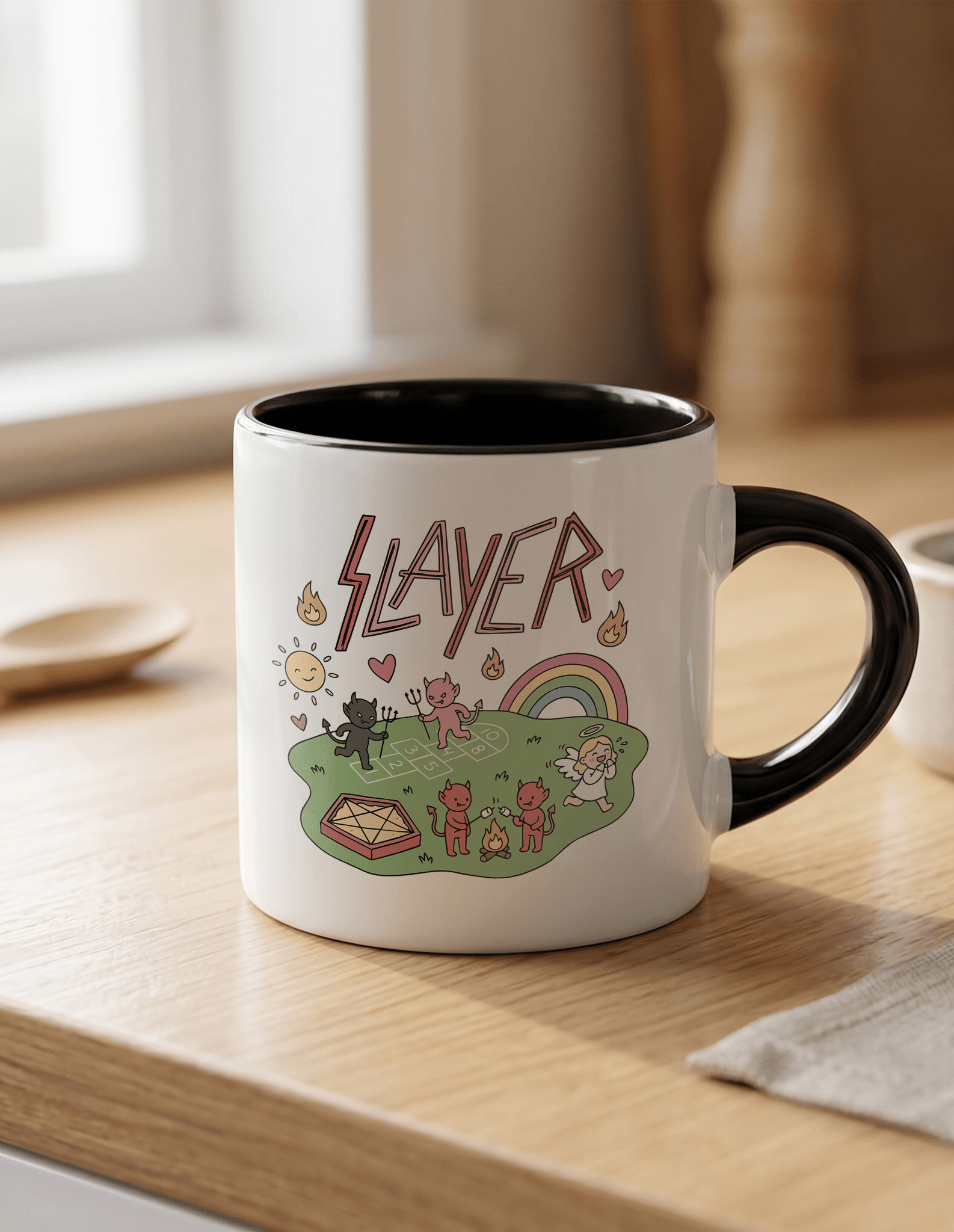 Slayer 180 ml Beyaz Siyah Kahve Kupası