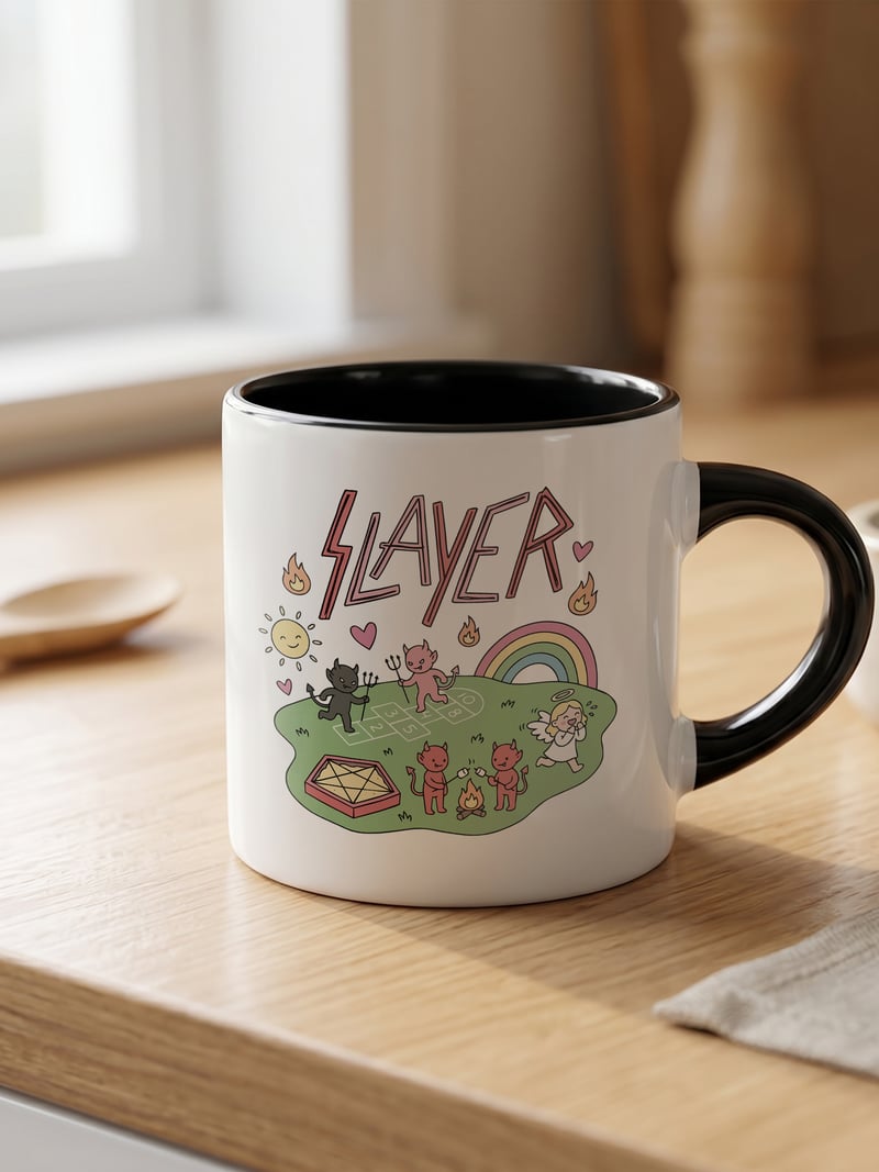 Slayer 180 ml Beyaz Siyah Kahve Kupası