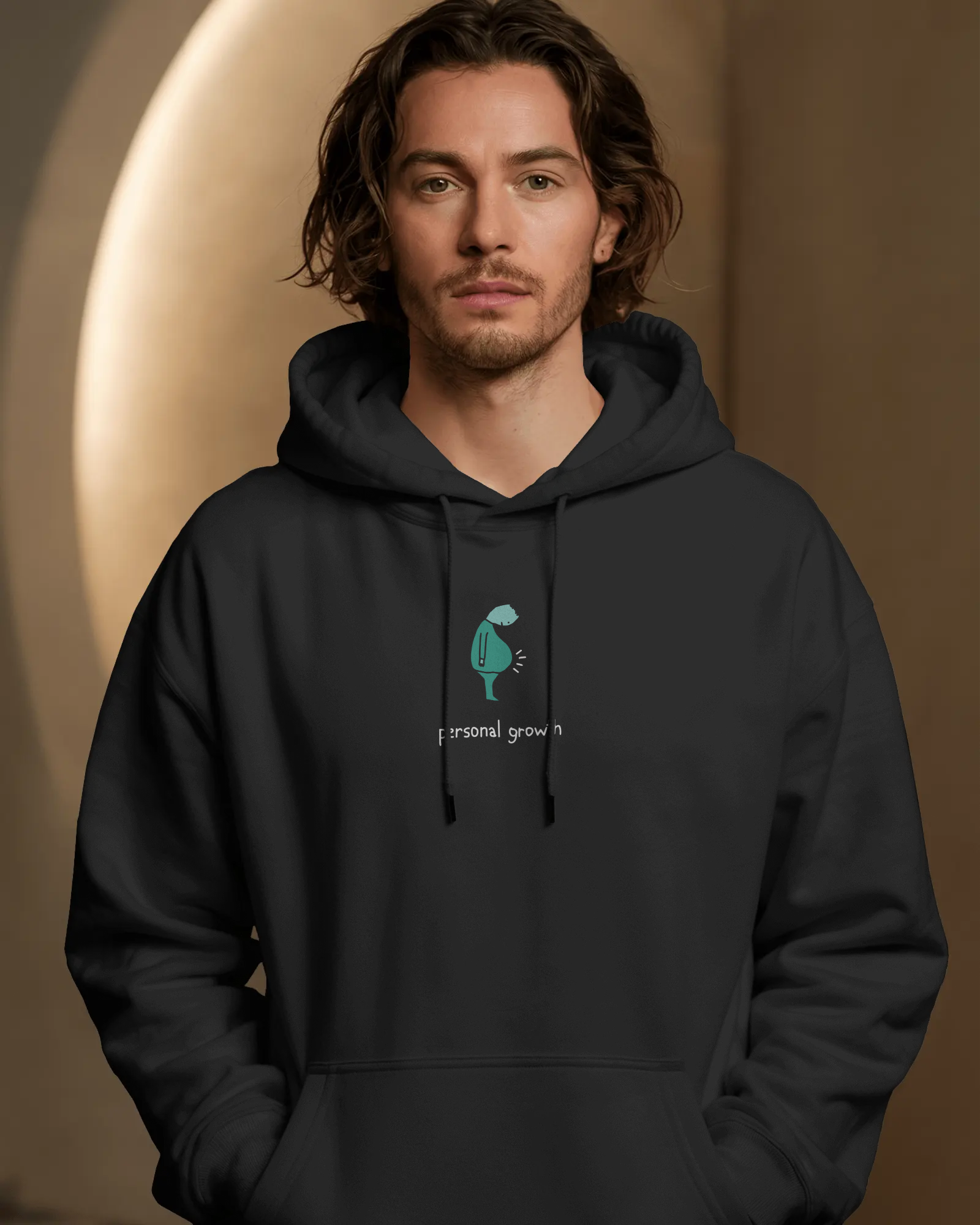 Personal Growth Siyah Kapüşonlu Sweatshirt