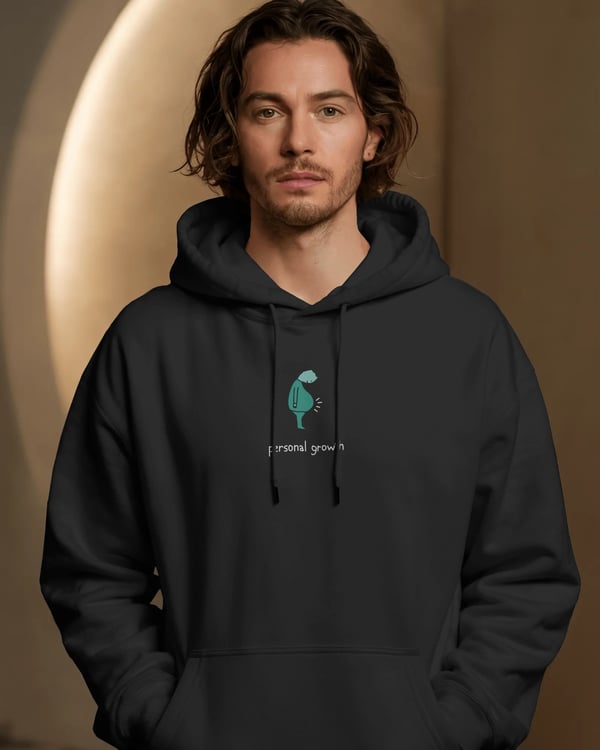 Personal Growth Siyah Kapüşonlu Sweatshirt
