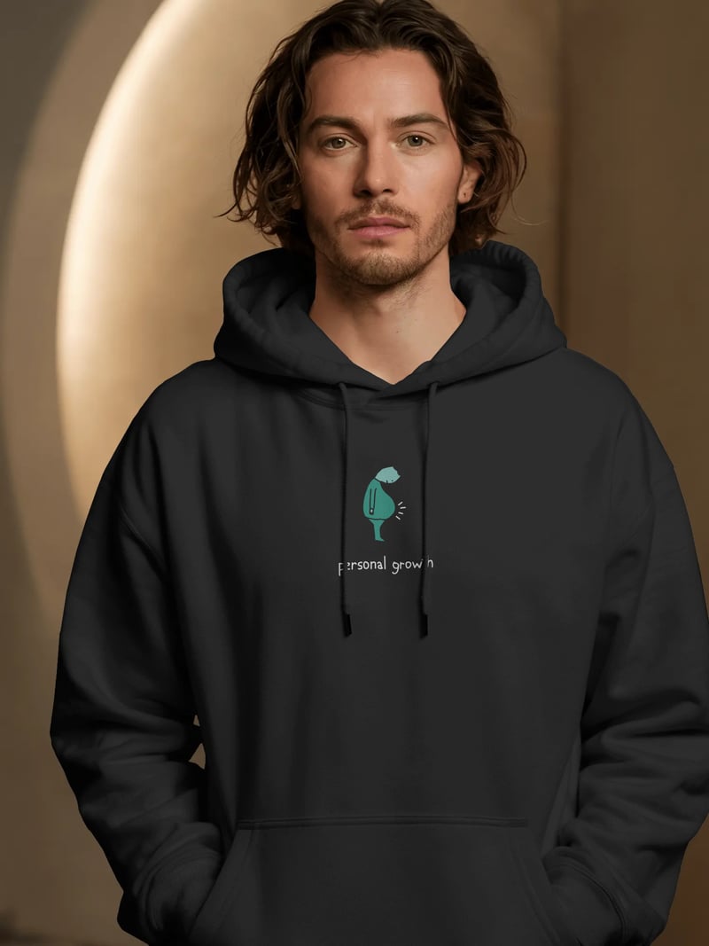 Personal Growth Siyah Kapüşonlu Sweatshirt