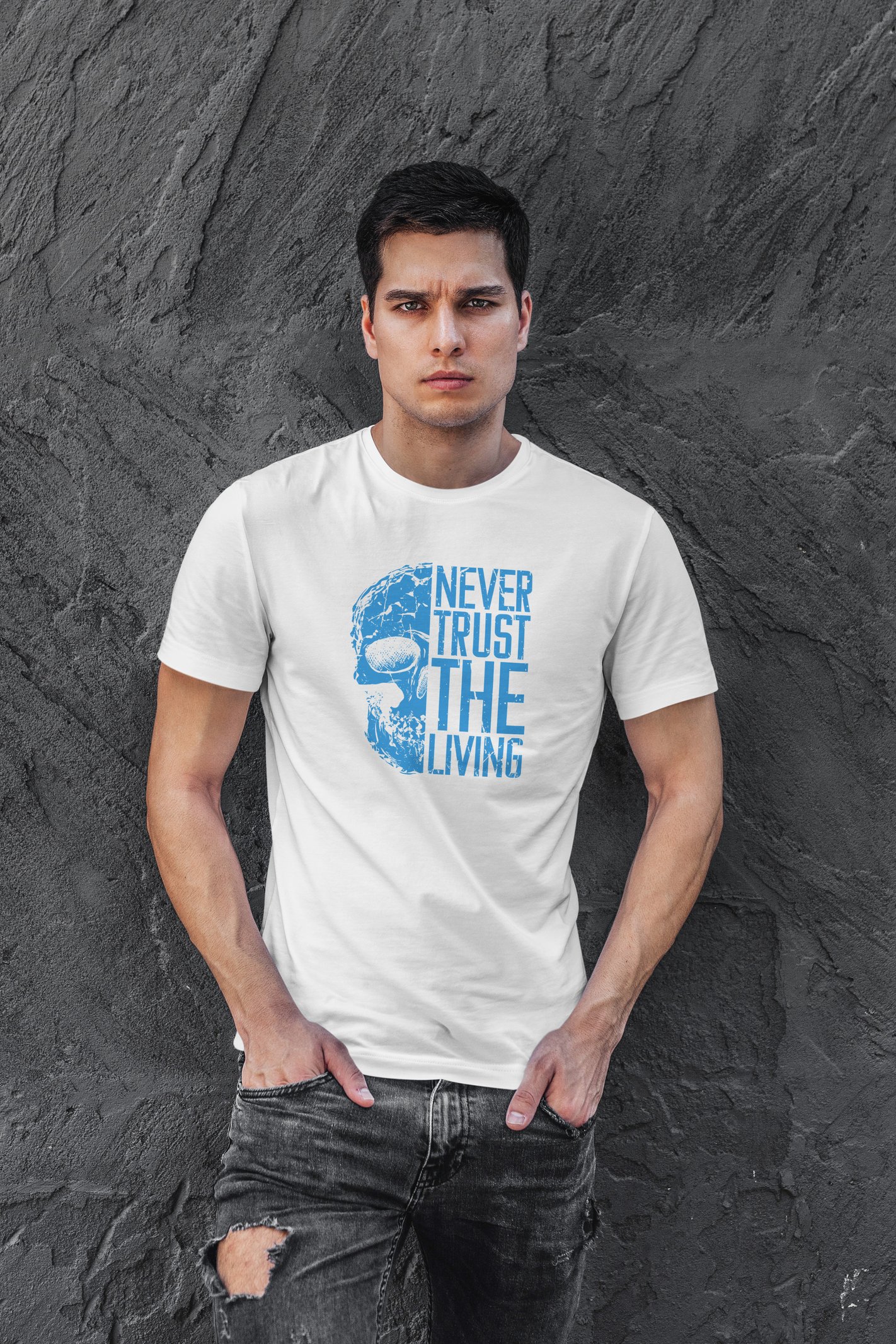 Never Trust Dijital Baskı Beyaz Unisex Tişört