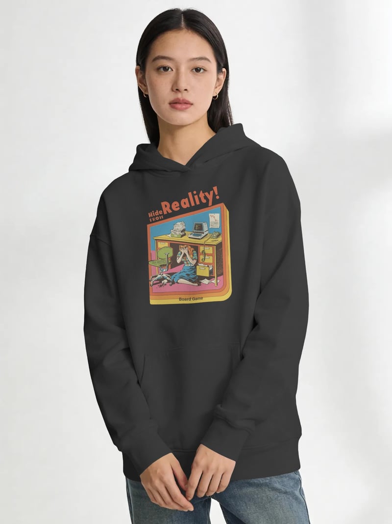 Reality Unisex Siyah Kapüşonlu Sweatshirt