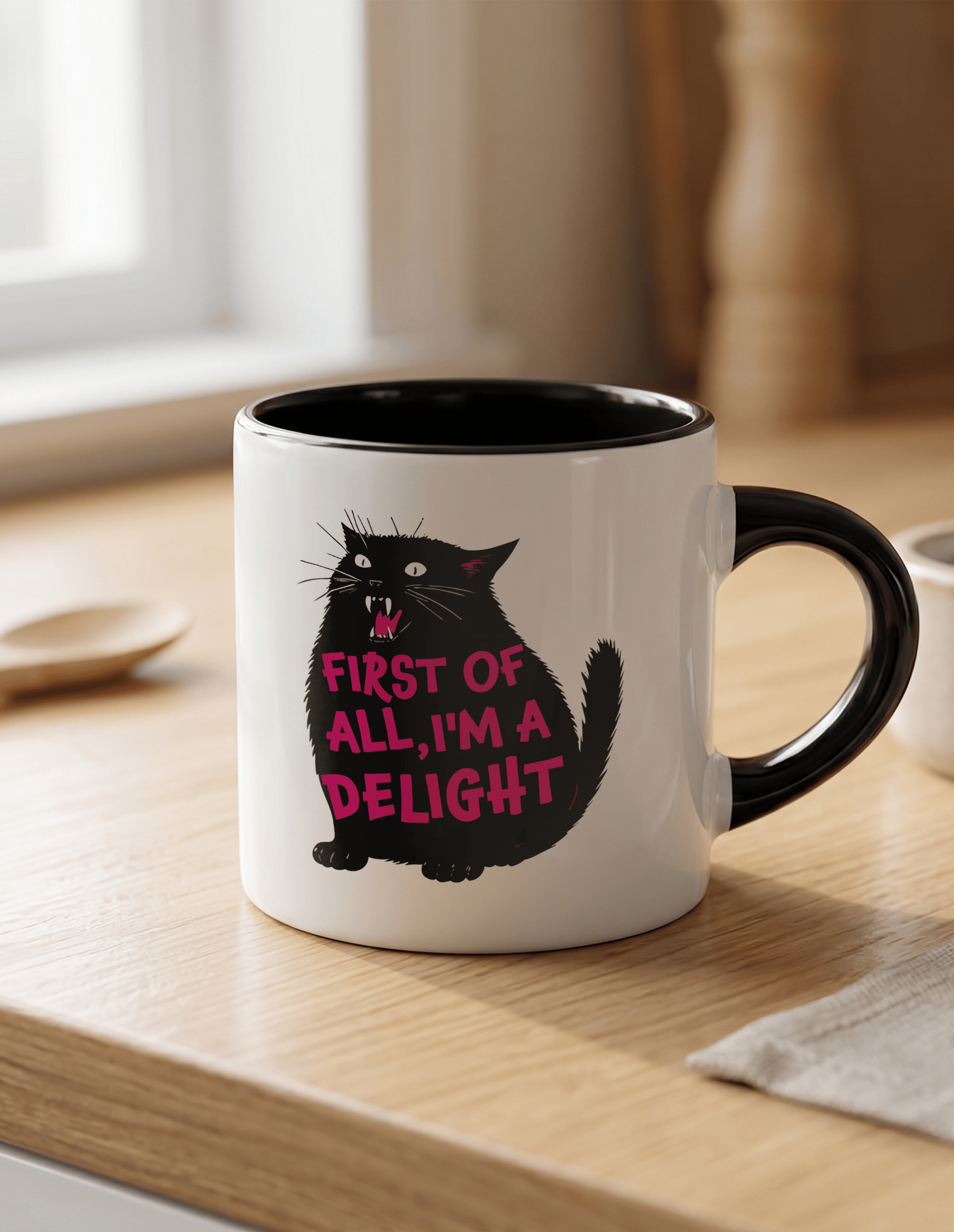 I'm a Delight 180 ml Beyaz Siyah Kahve Kupası