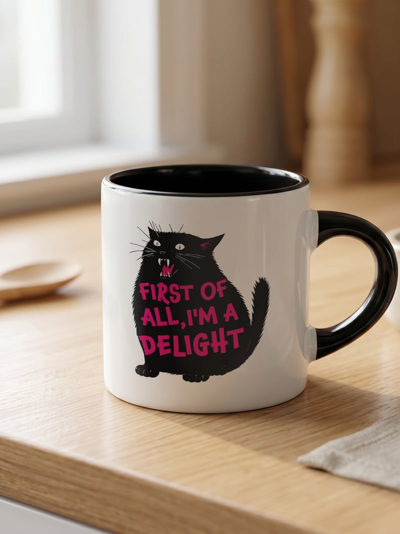 I'm a Delight 180 ml Beyaz Siyah Kahve Kupası