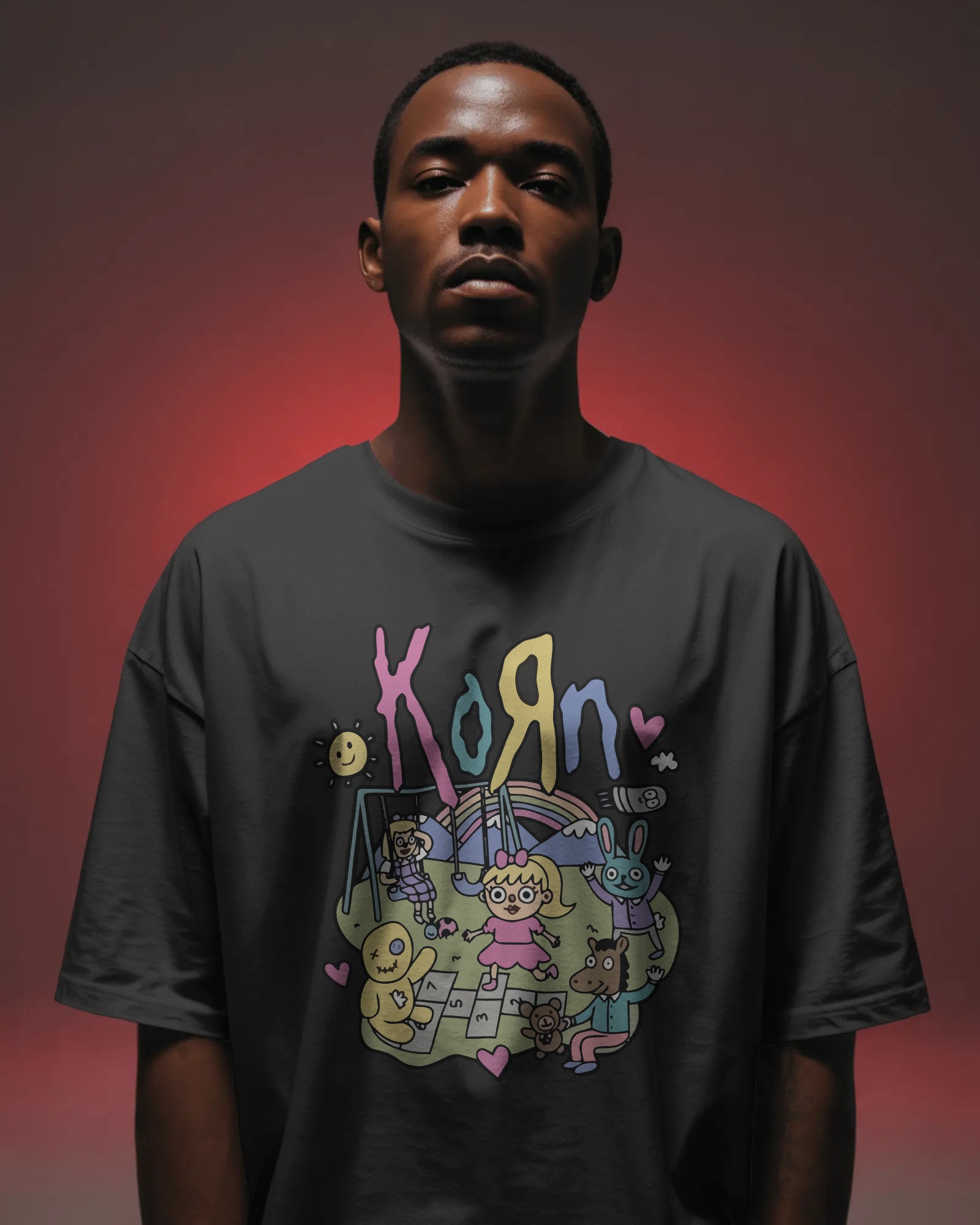 Korn Unisex Siyah Tişört
