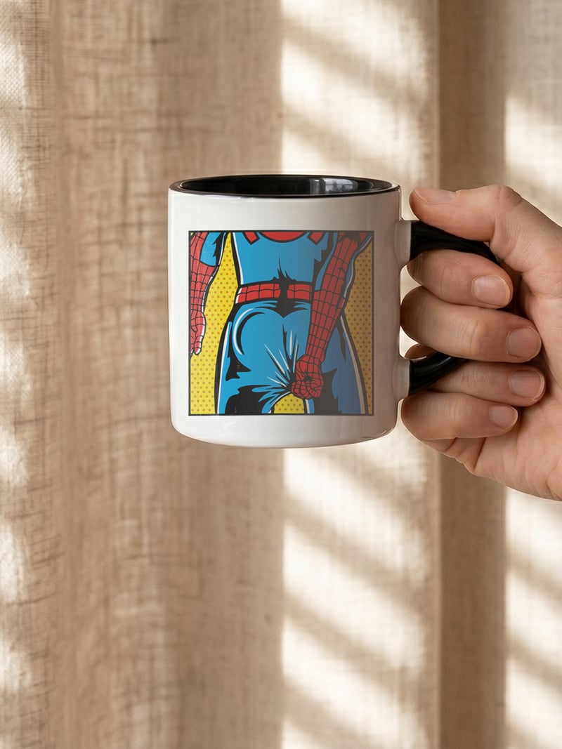 Spiderman 180 ml Beyaz Siyah Kahve Kupası