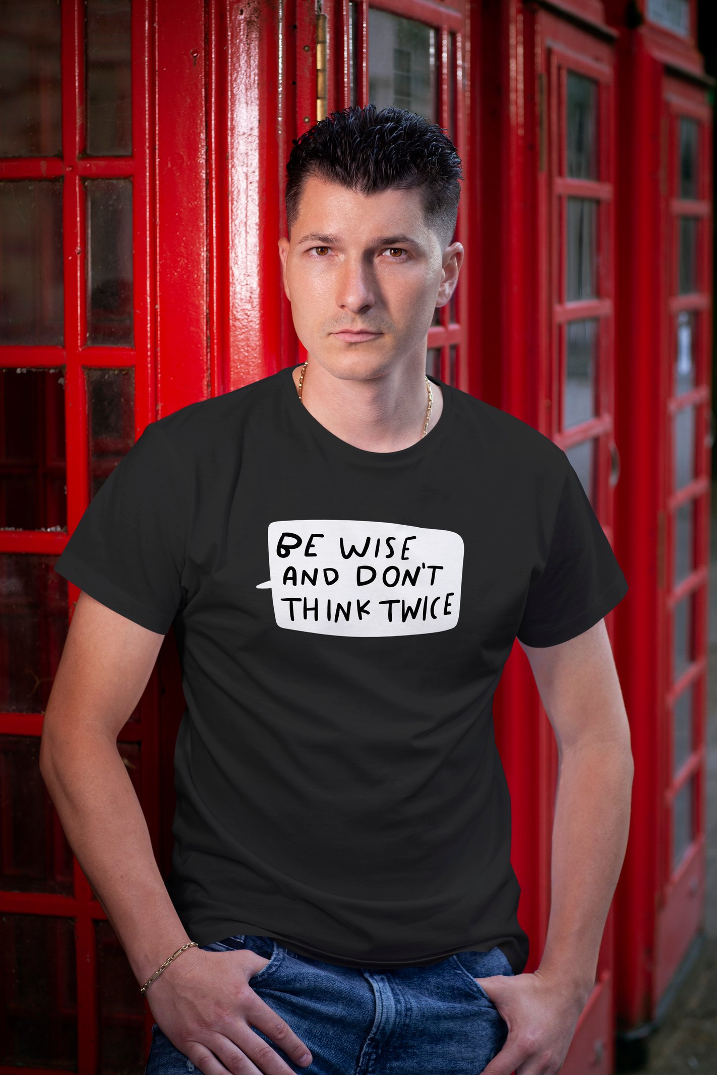 Be Wise Dijital Baskı  Unisex Siyah T-Shirt