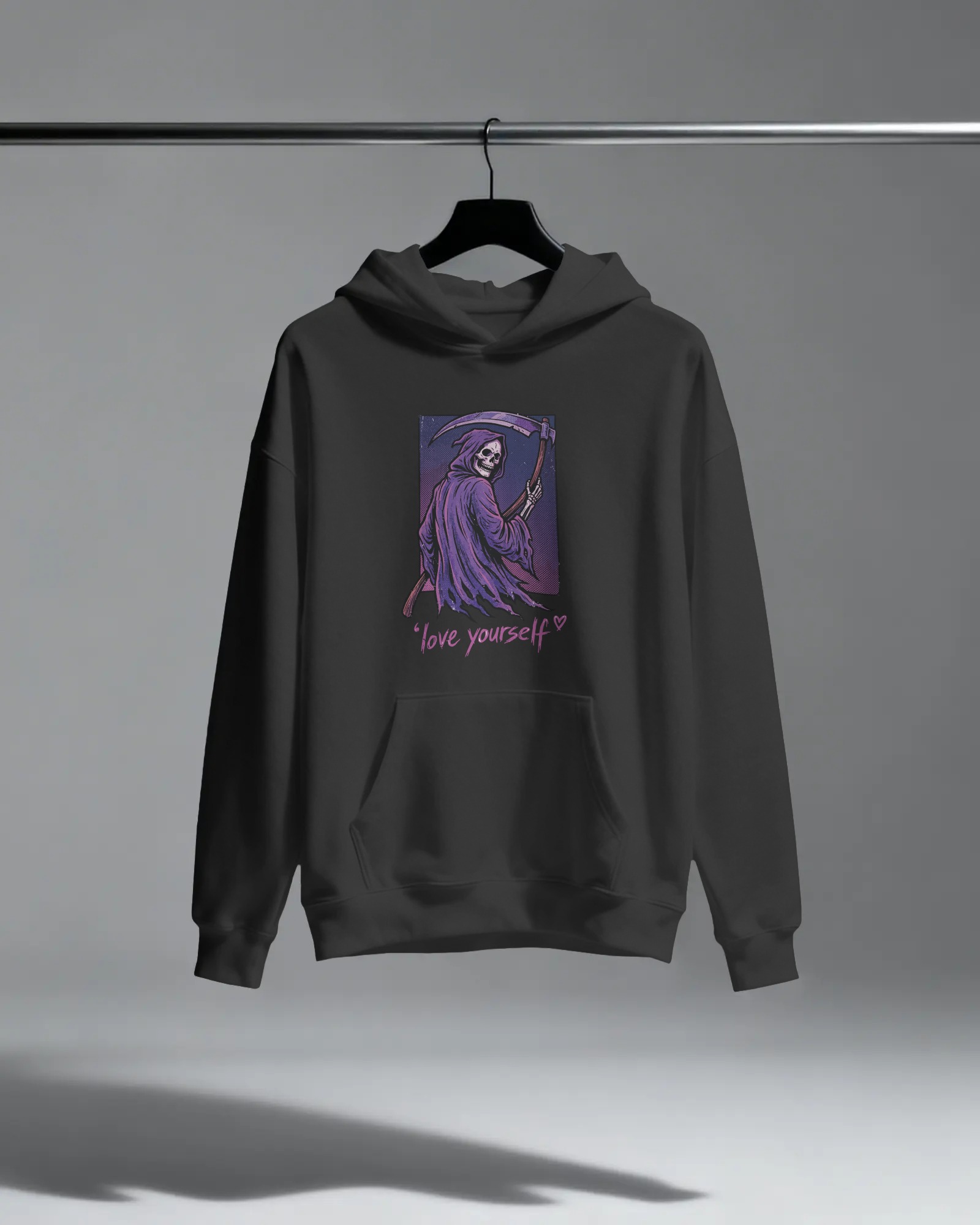 Love Yourself Unisex Siyah Kapüşonlu Sweatshirt