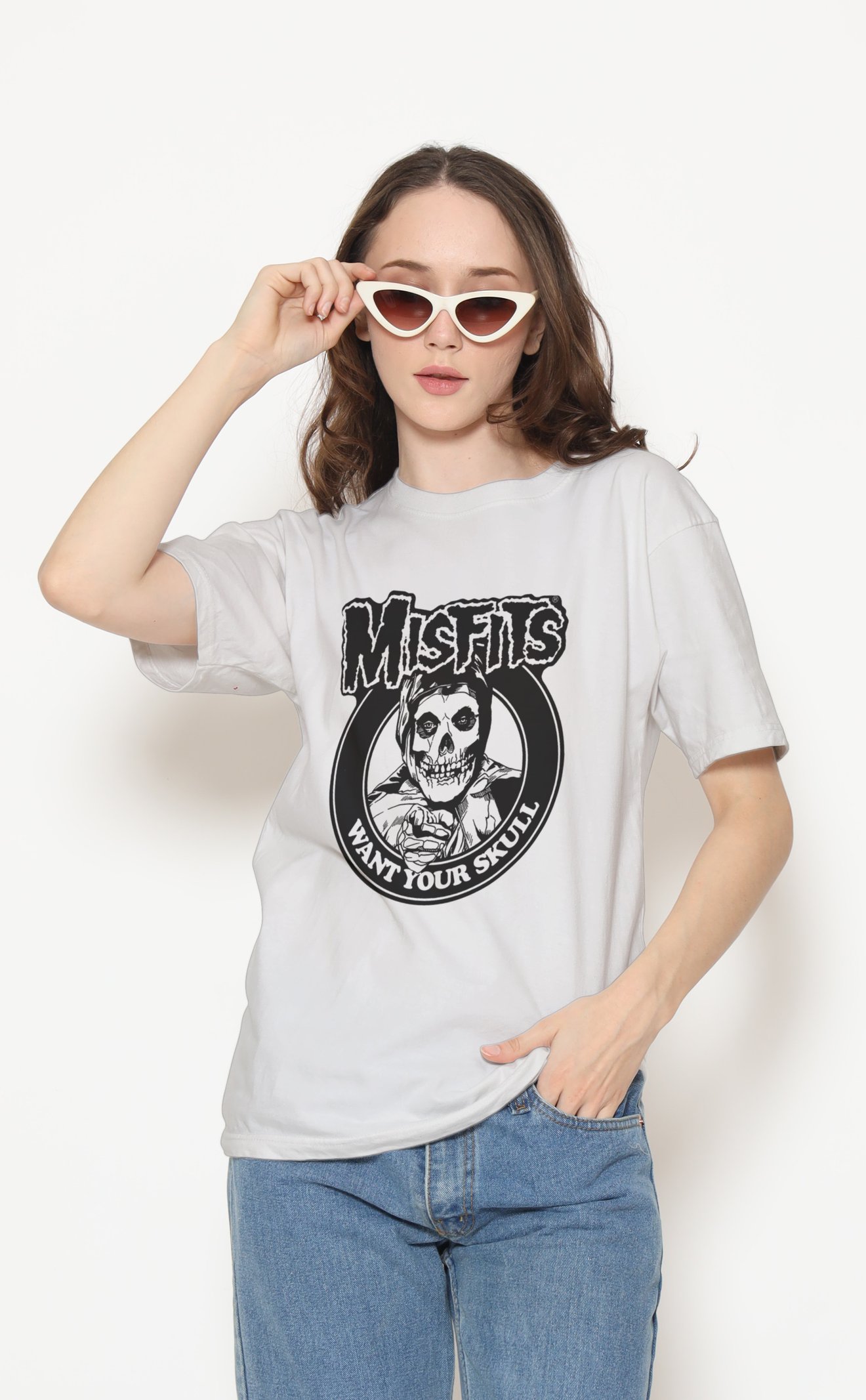 Misfits Kafatası Beyaz Tişört