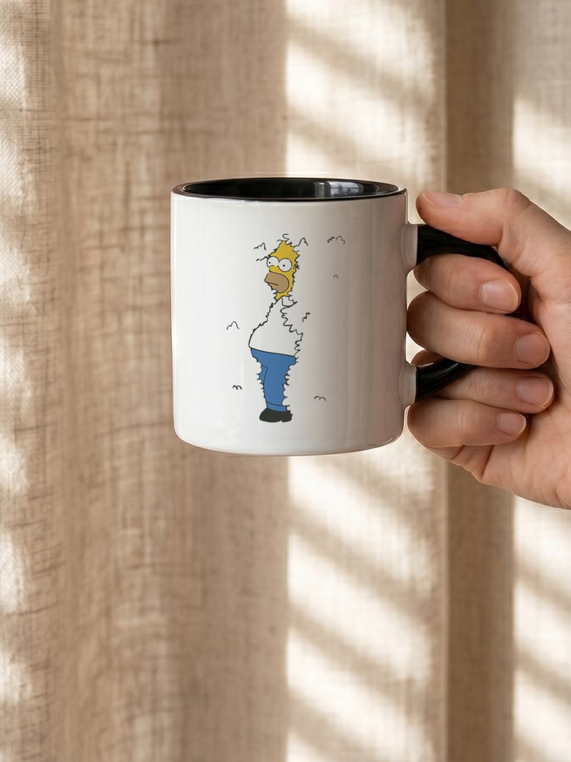 Homer Simpson 180 ml Beyaz Siyah Kahve Kupası