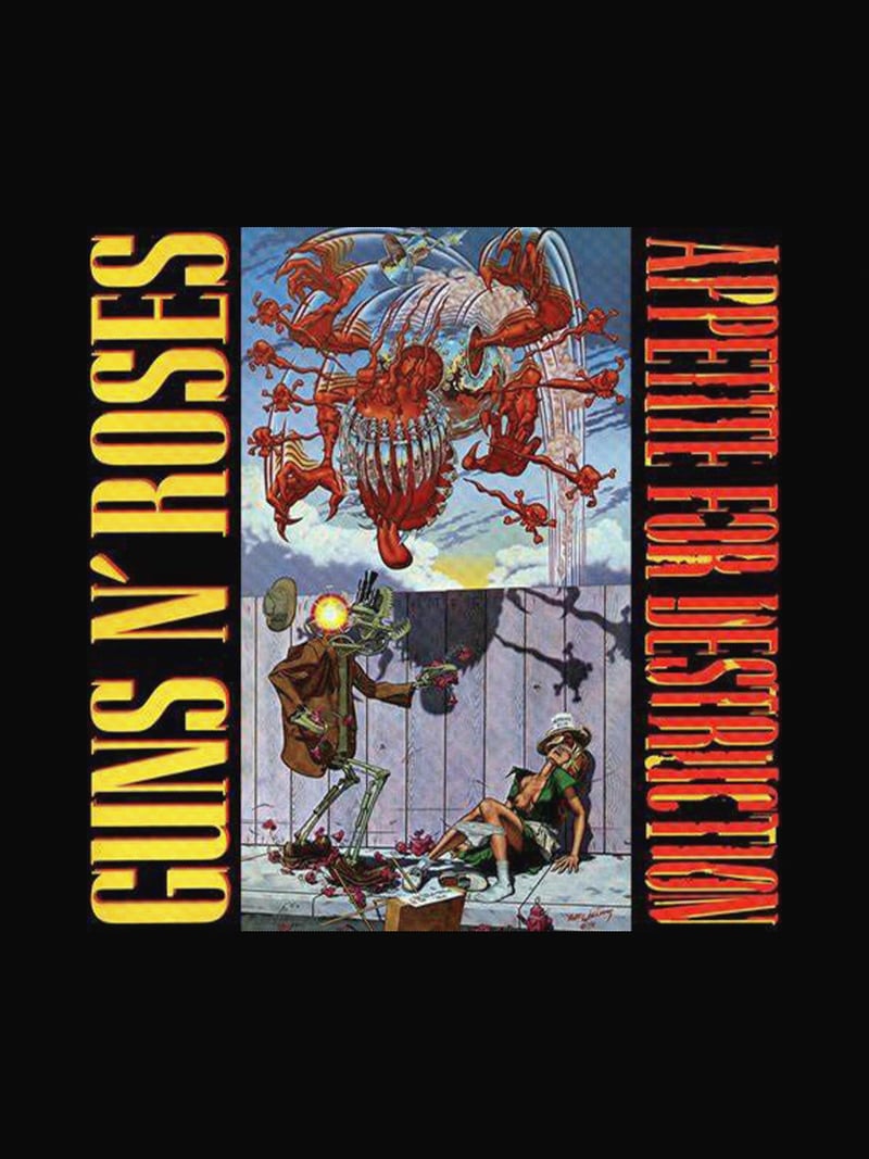 Guns N' Roses Appetite baskısının kendisi, ürün üzerinde değil