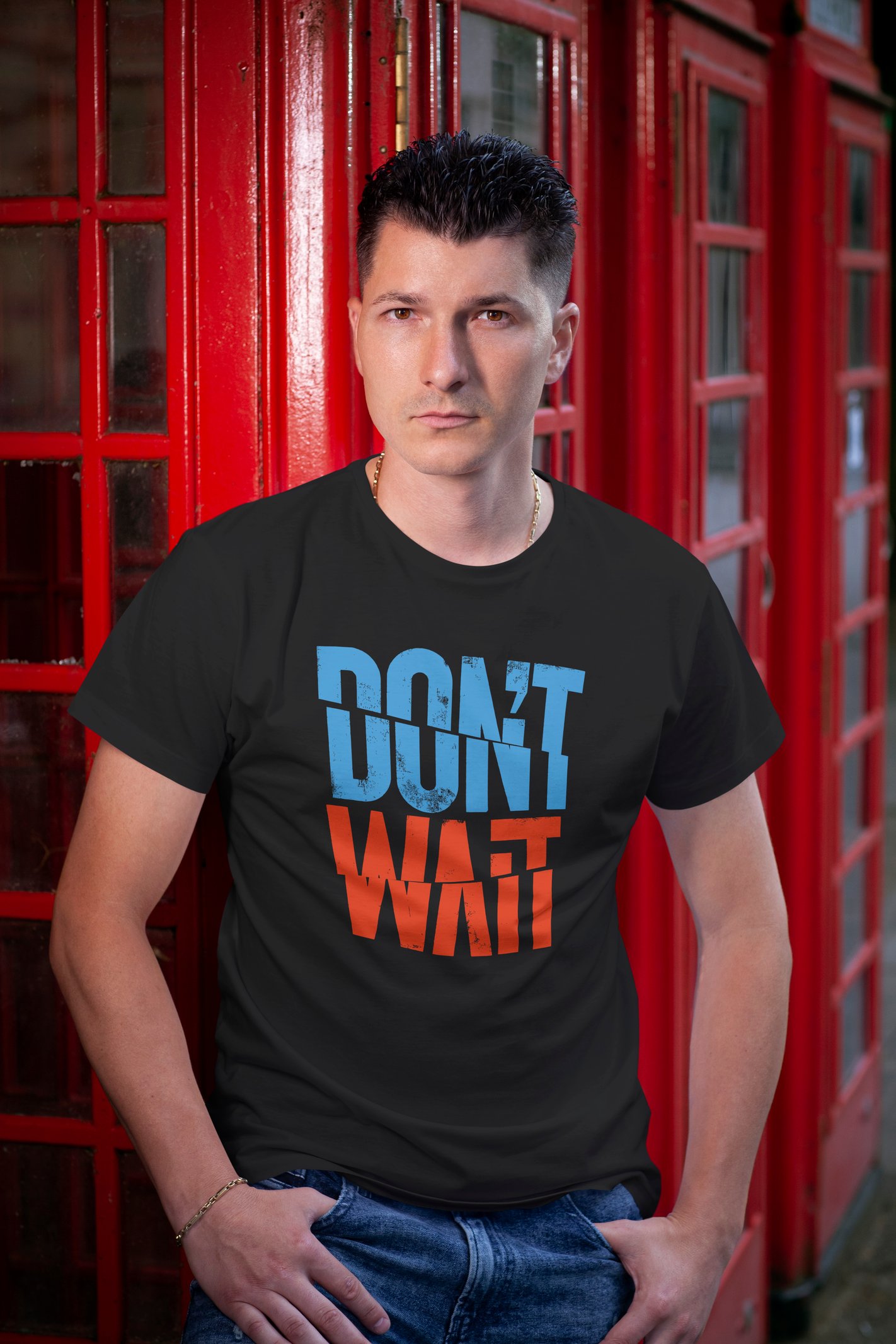 Don't Wait Dijital Baskılı Siyah Tişört