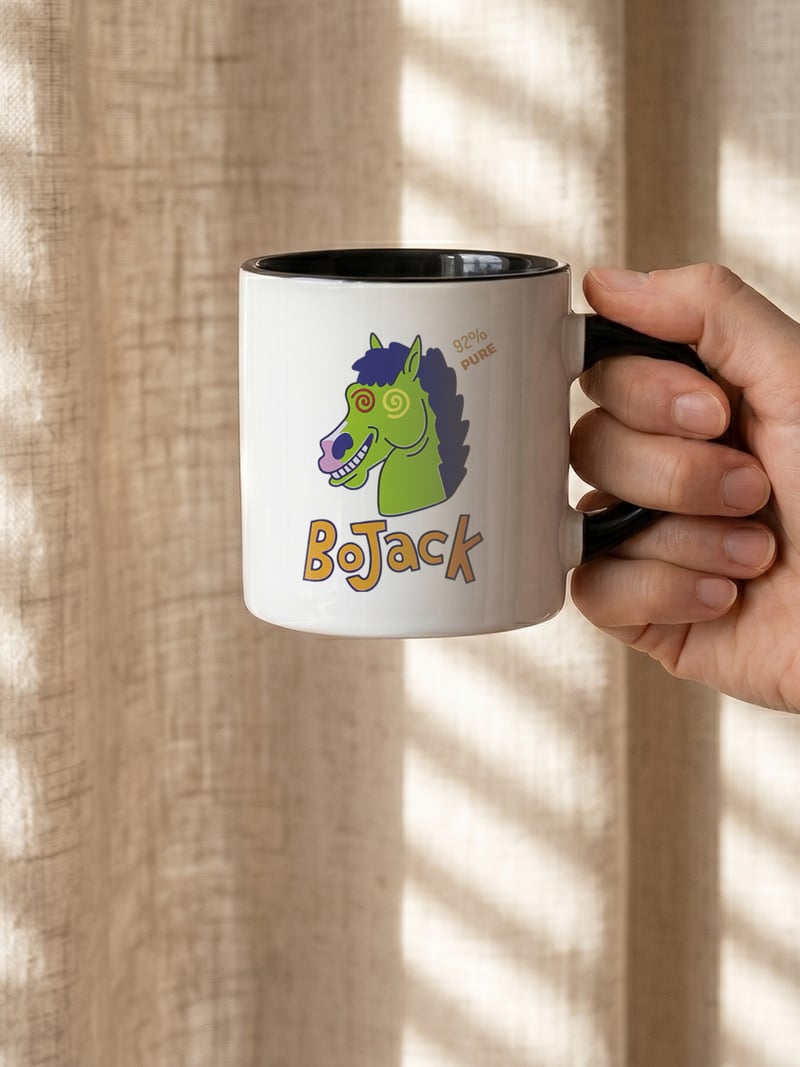 Bojack Horseman 180 ml Beyaz Siyah Kahve Kupası