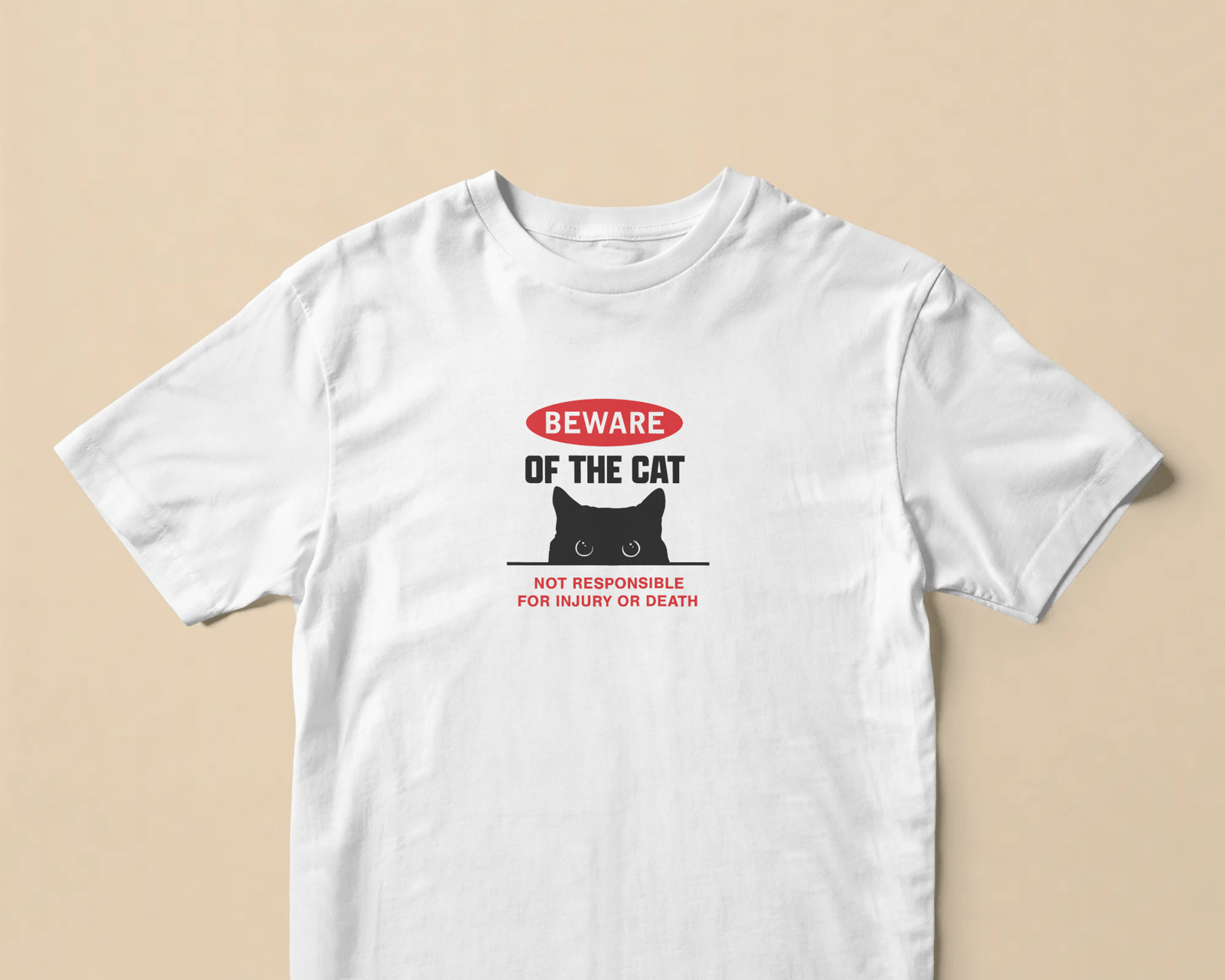 Beware of the Cat Beyaz Tişört