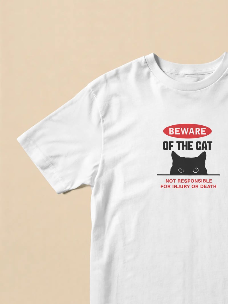 Beware of the Cat Beyaz Tişört