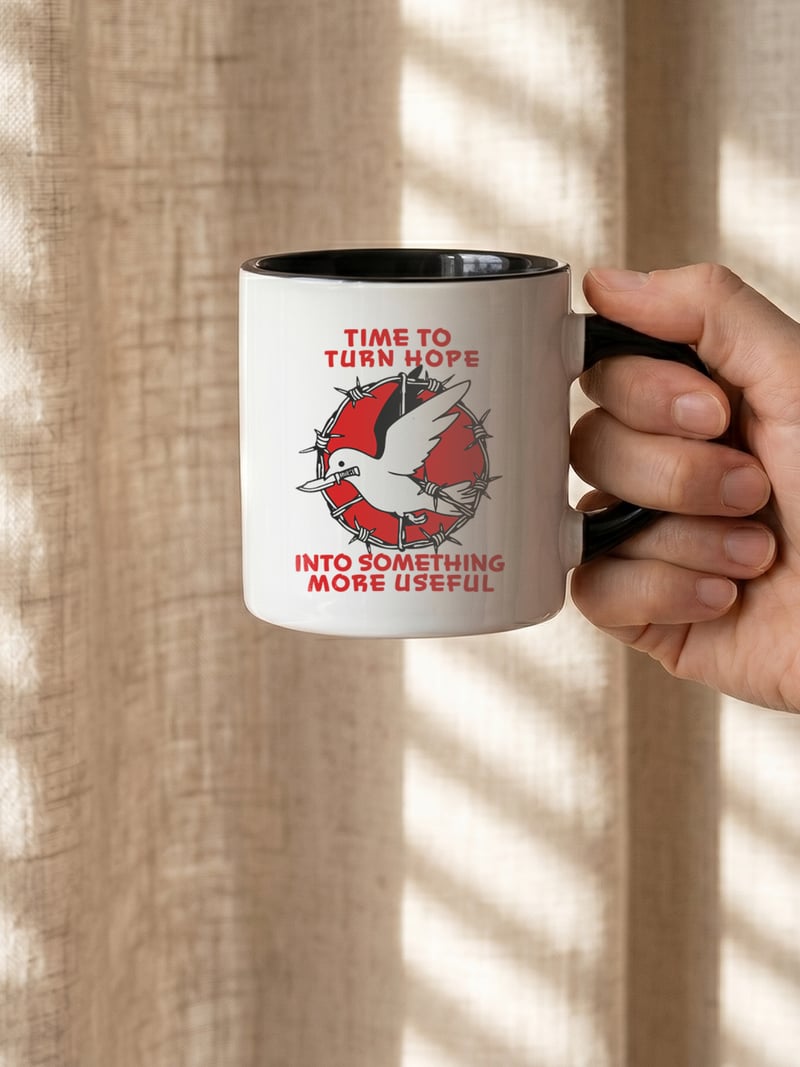 Time To Turn Hope 180 ml Beyaz Siyah Kahve Kupası