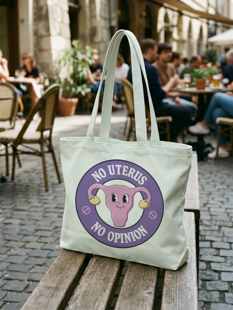 No Uterus Kanvas Astarlı Fermuarlı Omuz Çantası