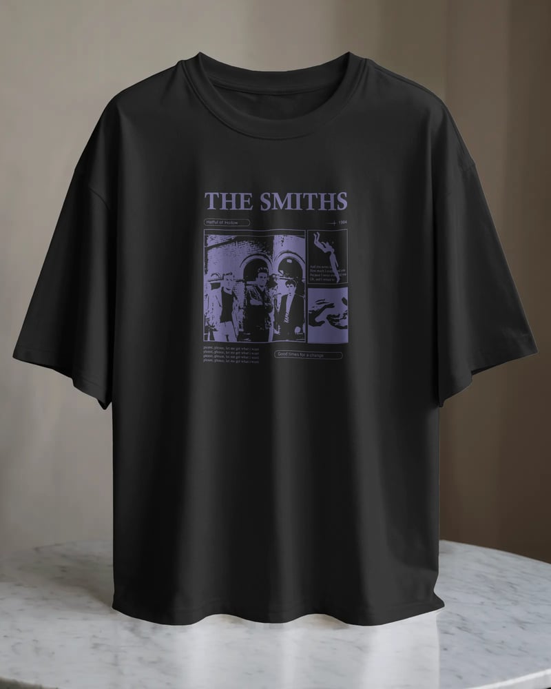 Siyah regular tişört üzerinde The Smiths Hatful of Hollow baskısı, vintage tarzı, fotoğraf 1/3