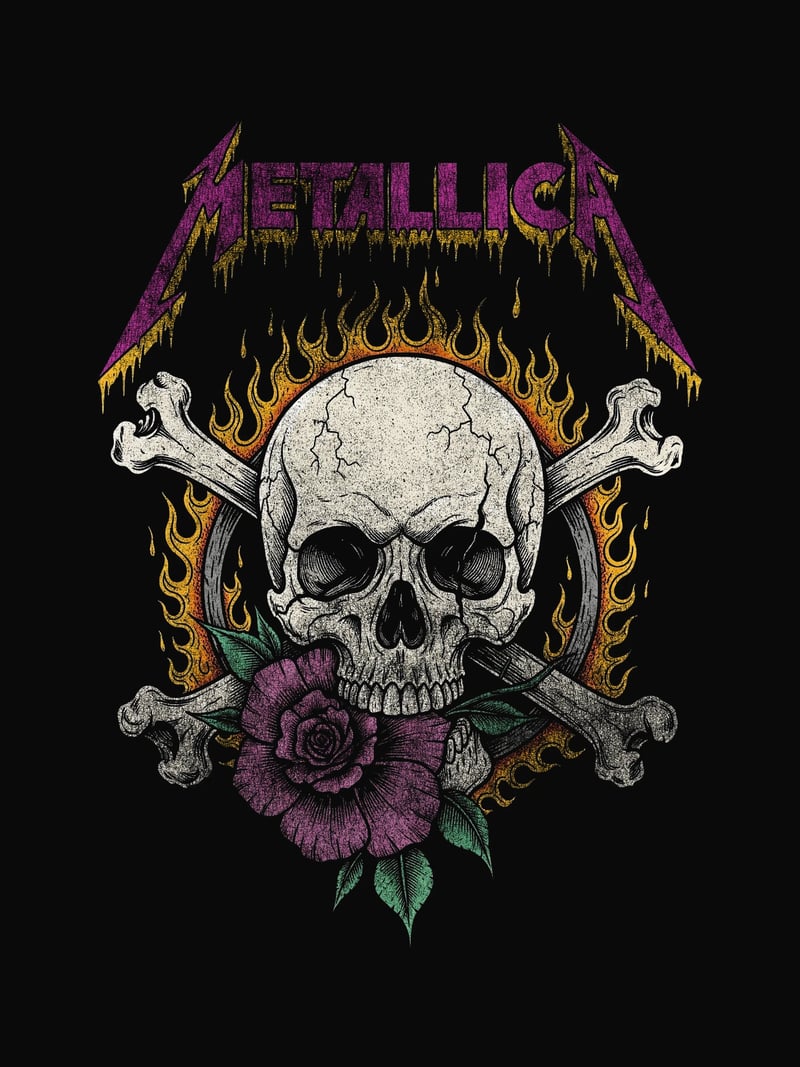 Metallica Kafatası baskısının kendisi, ürün üzerinde değil