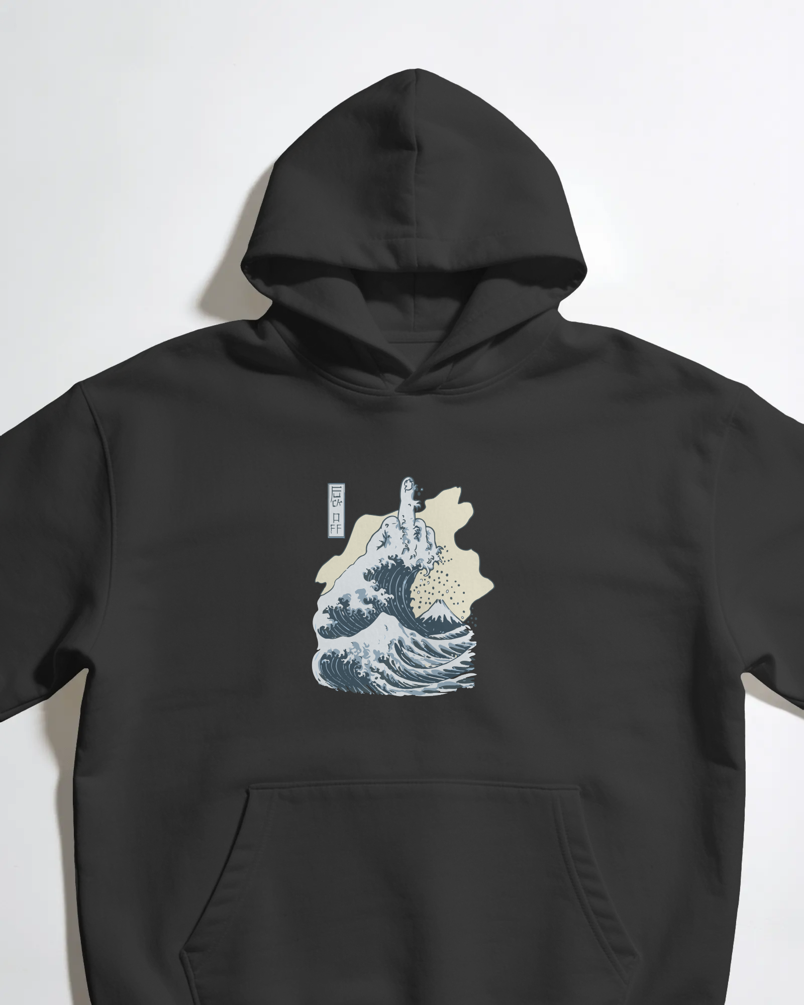 Waves Unisex Siyah Kapüşonlu Sweatshirt