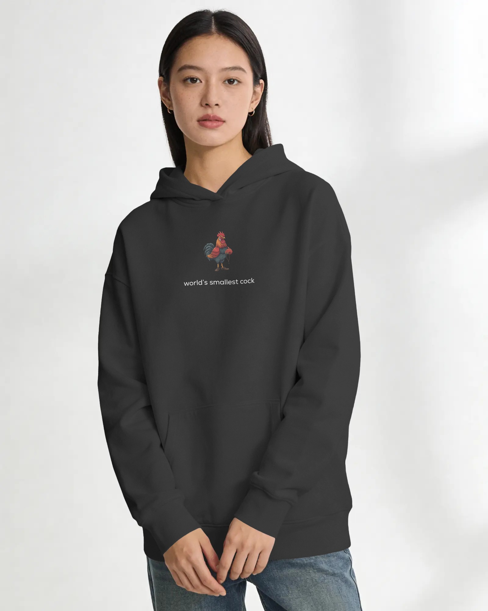 Smallest Cock Unisex Siyah Kapüşonlu Sweatshirt