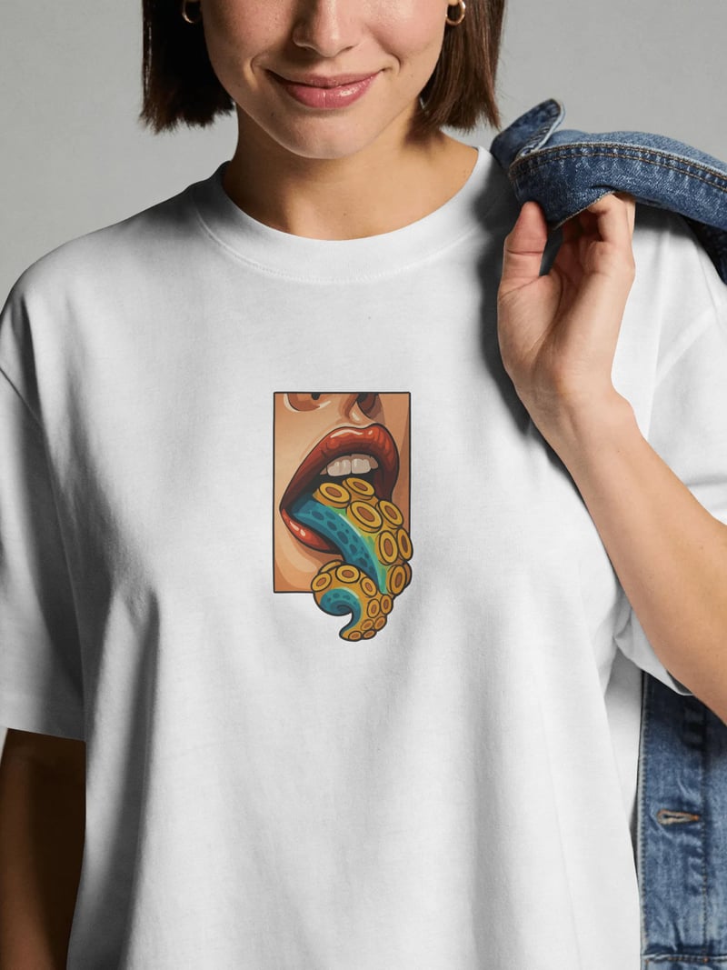 Octopus Tongue Beyaz Tişört